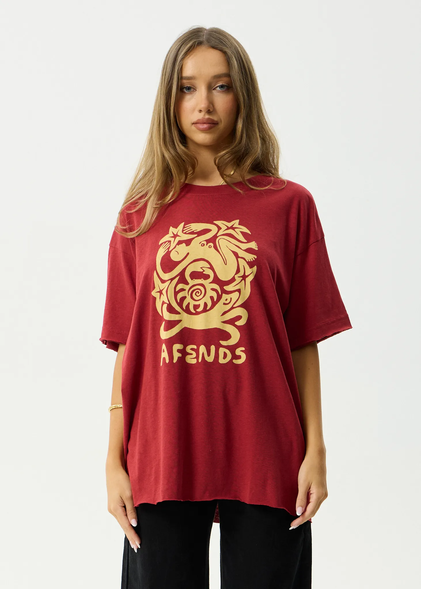 AFENDS Womens Anjuna - Oversized Tee - Ketchup sold by Afends product image thumbnail 3