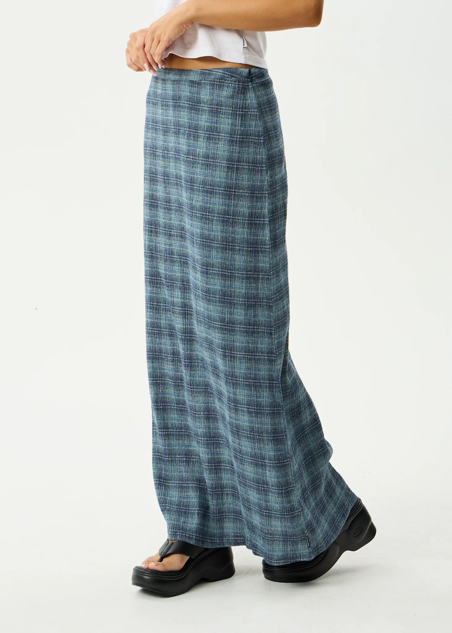 AFENDS Womens Position - Seersucker Maxi Skirt - Navy Check sold by Afends product image thumbnail 4