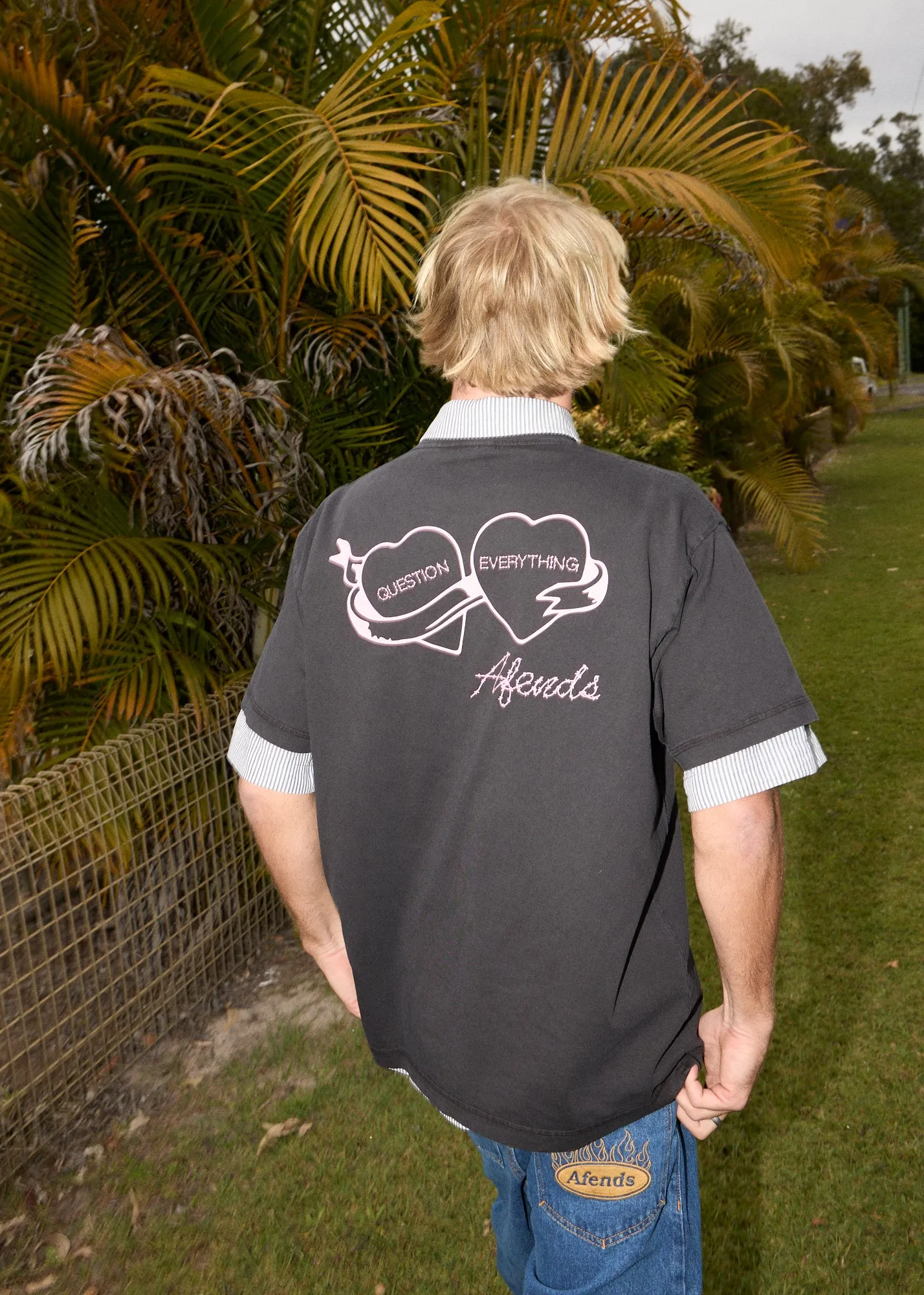 AFENDS Mens Valentine - Heavyweight Boxy Tee - Stone Black sold by Afends product image thumbnail 5