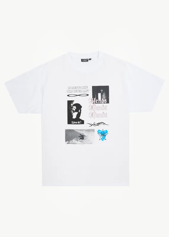 AFENDS Mens Never Last - Heavyweight Boxy Tee - White sold by Afends