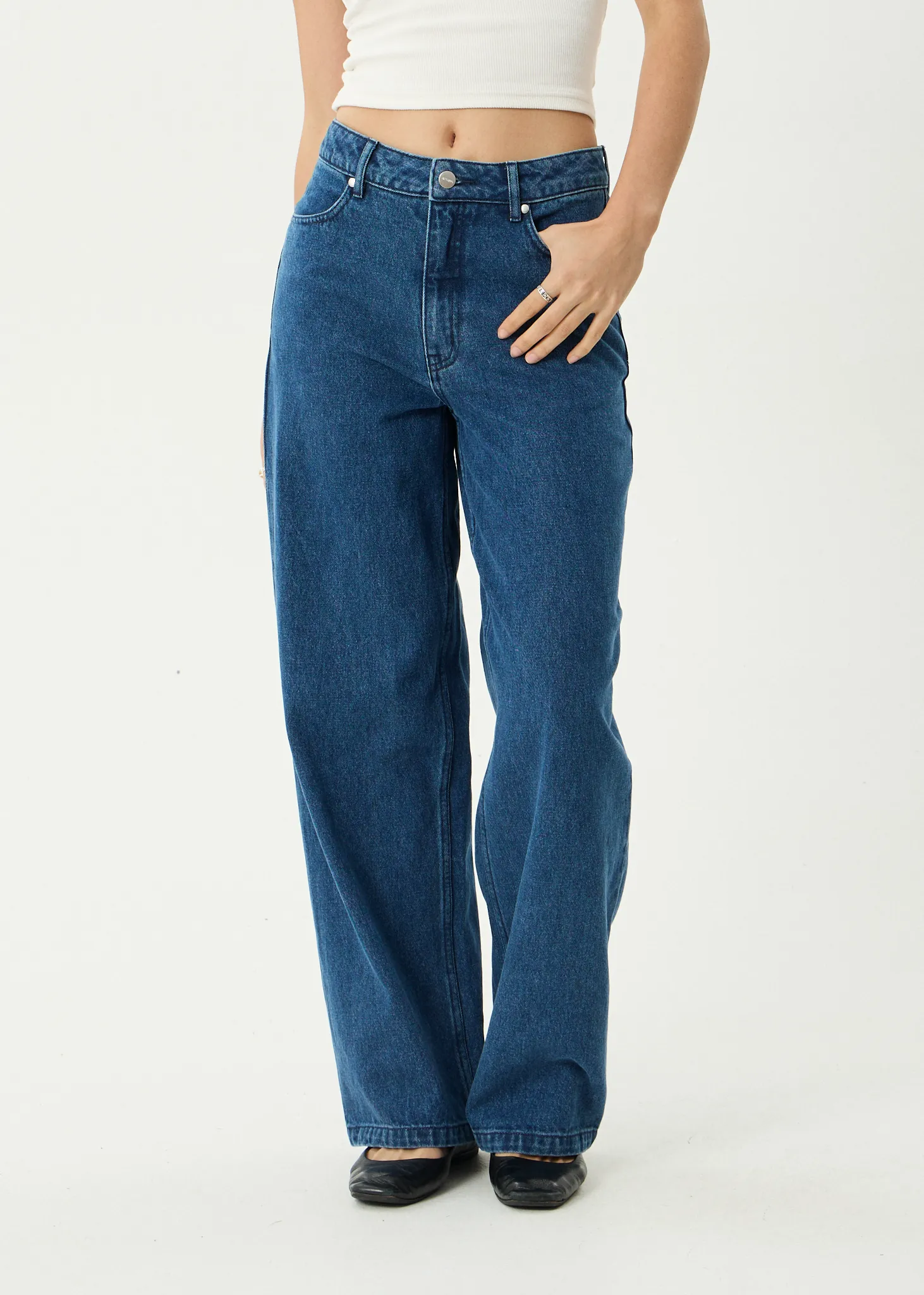 AFENDS Womens Bella - Denim Wide Leg Baggy Jean - Authentic Blue sold by Afends product image thumbnail 2