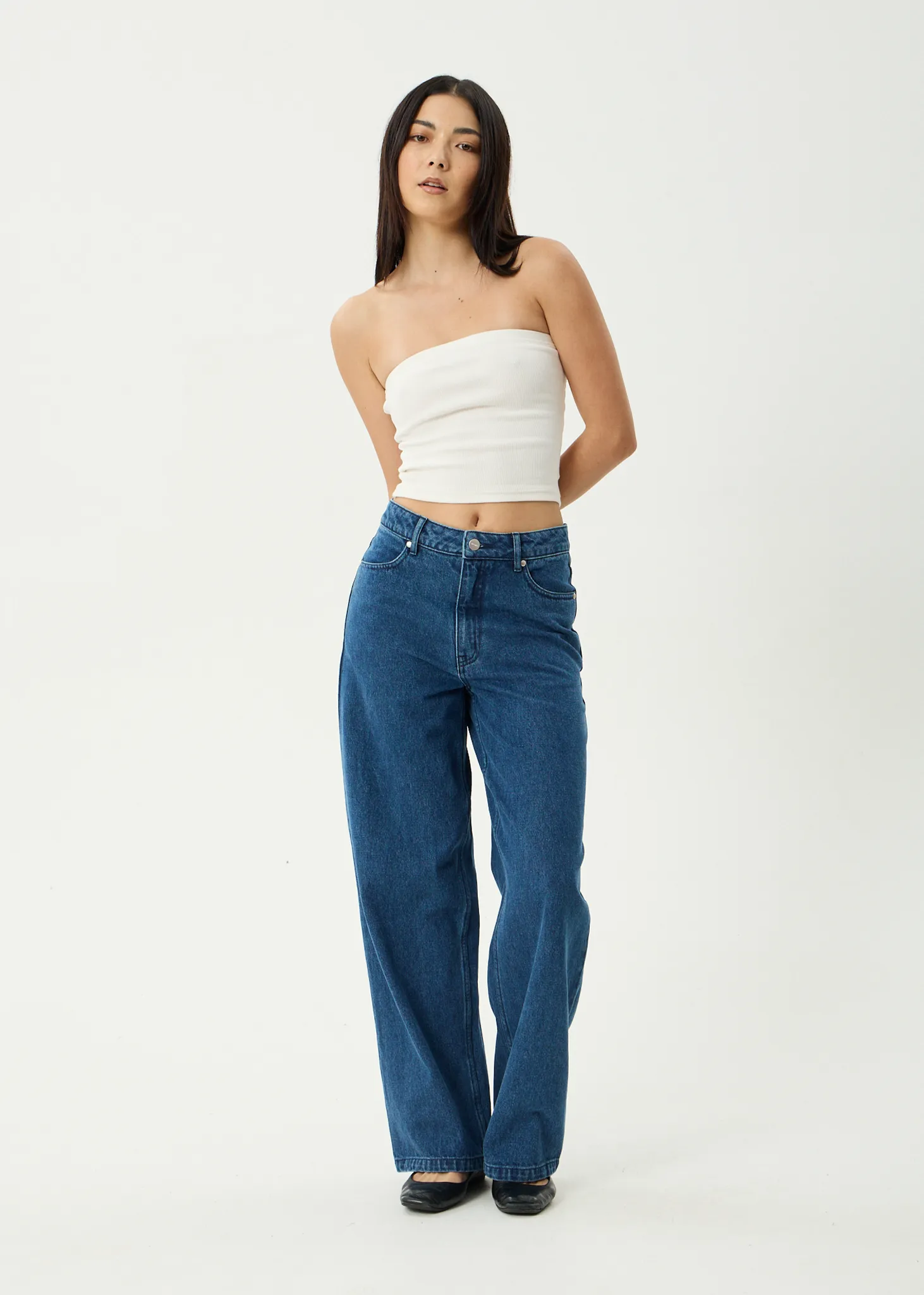 AFENDS Womens Bella - Denim Wide Leg Baggy Jean - Authentic Blue sold by Afends