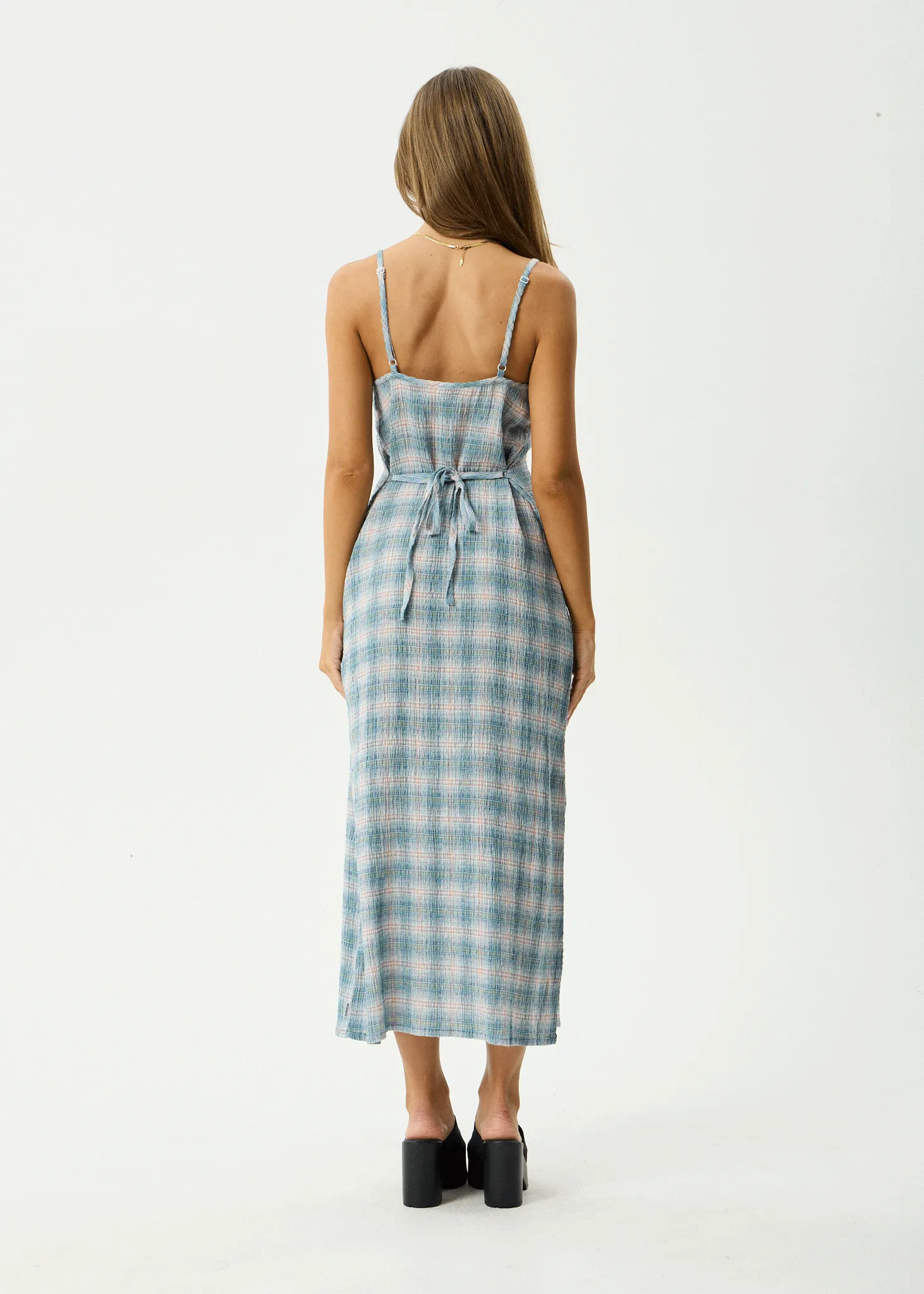 AFENDS Womens Rumi - Seersucker Midi Dress - Lake Check sold by Afends product image thumbnail 5
