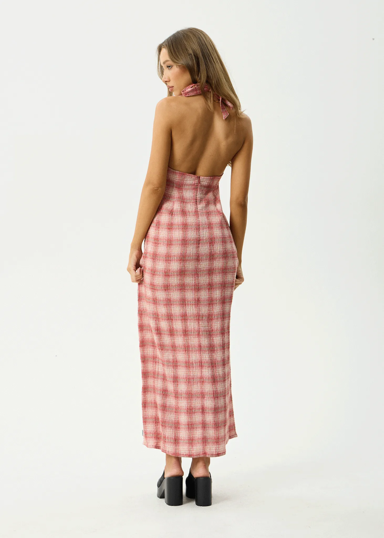 AFENDS Womens Andy - Seersucker Maxi Dress - Red Check sold by Afends product image thumbnail 2