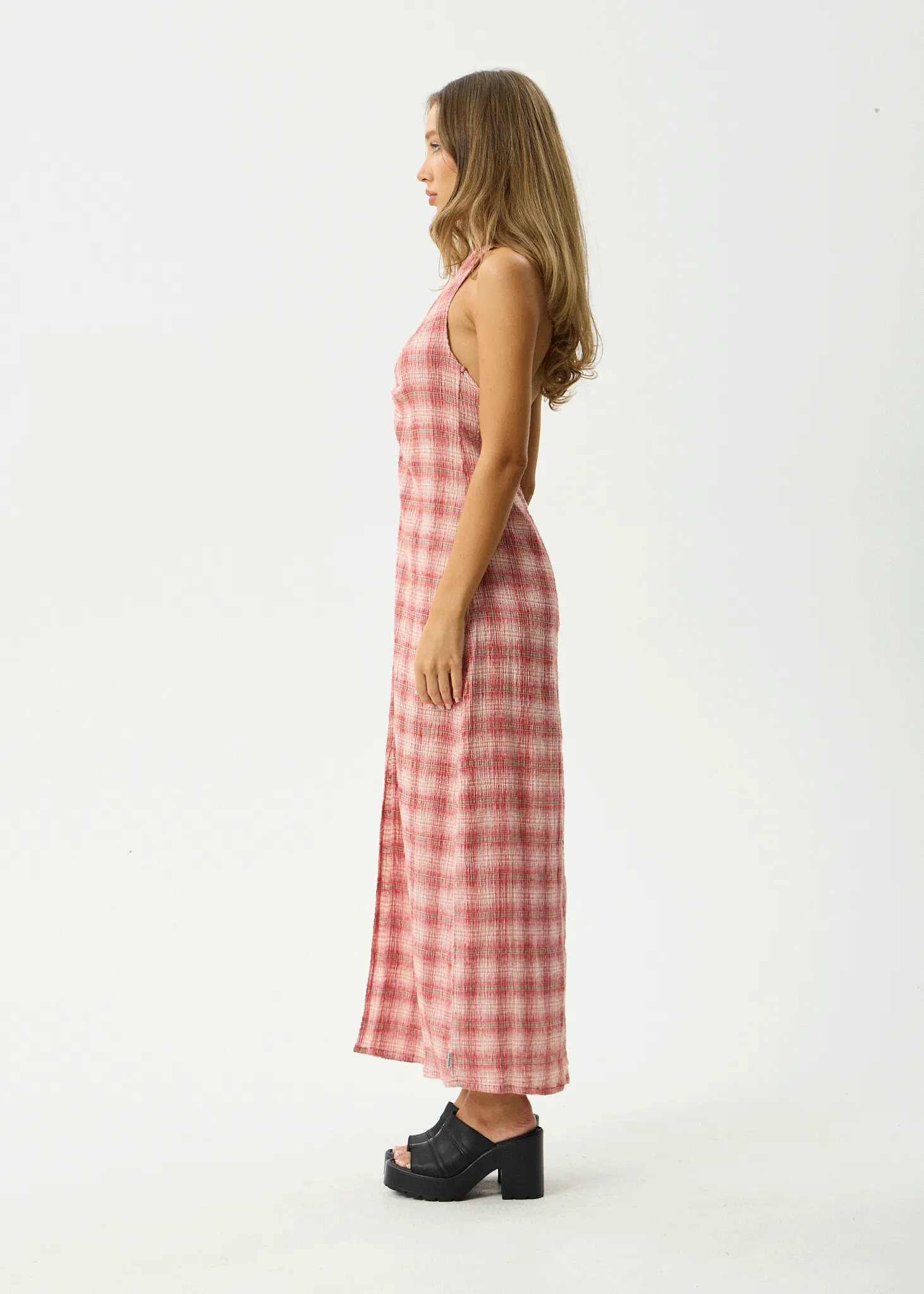 AFENDS Womens Andy - Seersucker Maxi Dress - Red Check sold by Afends product image thumbnail 5