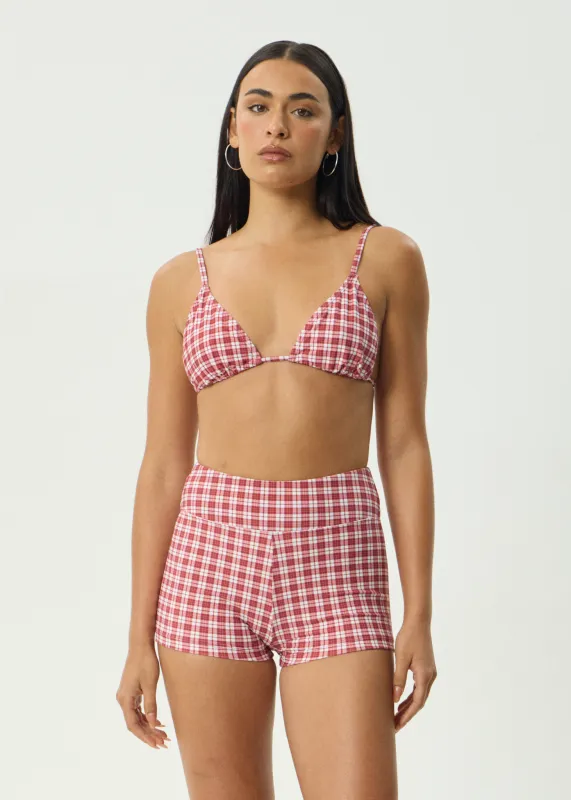 AFENDS Womens Base - Bikini Top - Burgundy Check sold by Afends