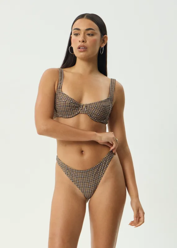 AFENDS Womens Hometown - Bikini Bottom - Coffee / White sold by Afends