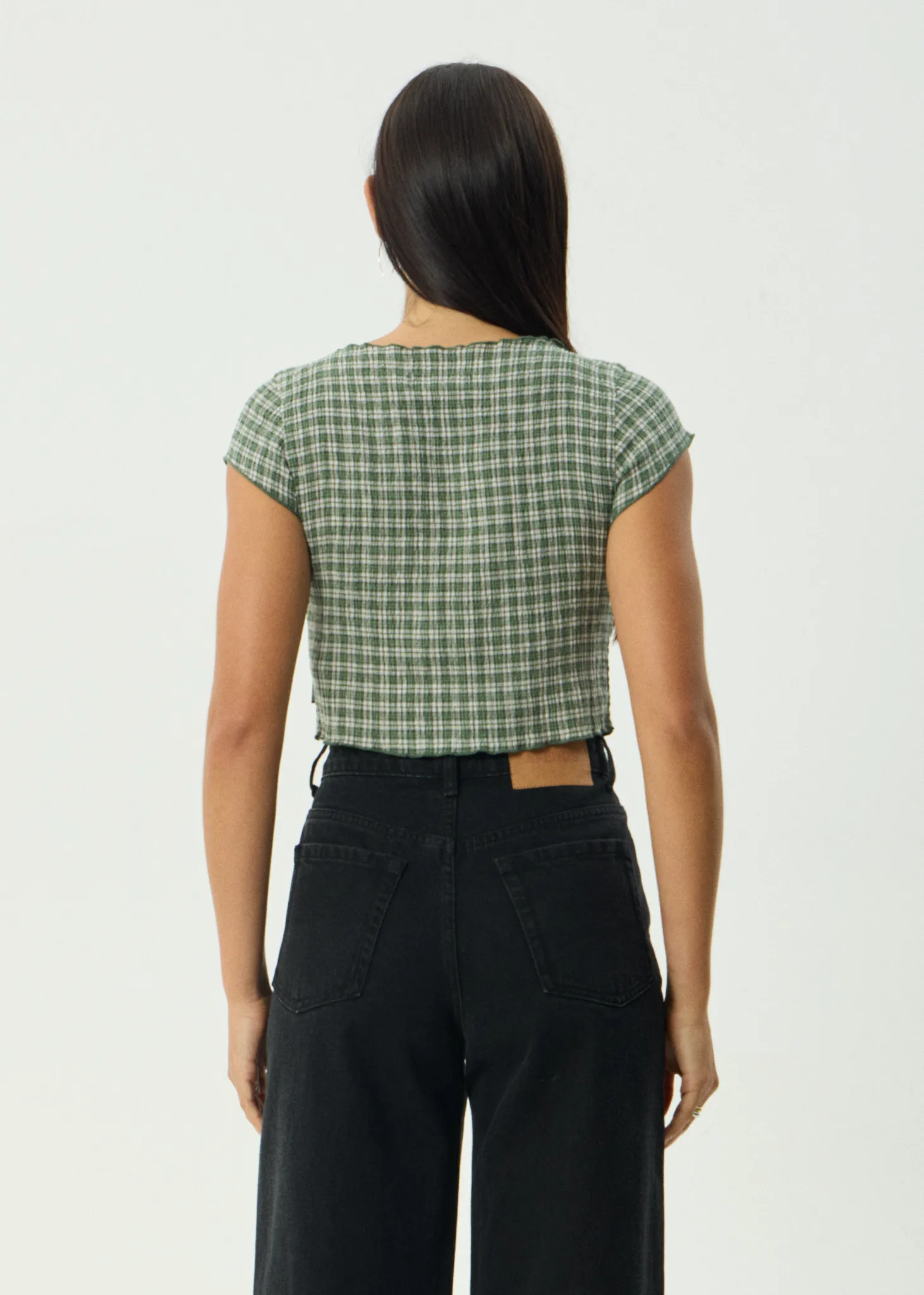 AFENDS Womens Darcy Base - Seersucker Top - Deep Green Check sold by Afends product image thumbnail 5