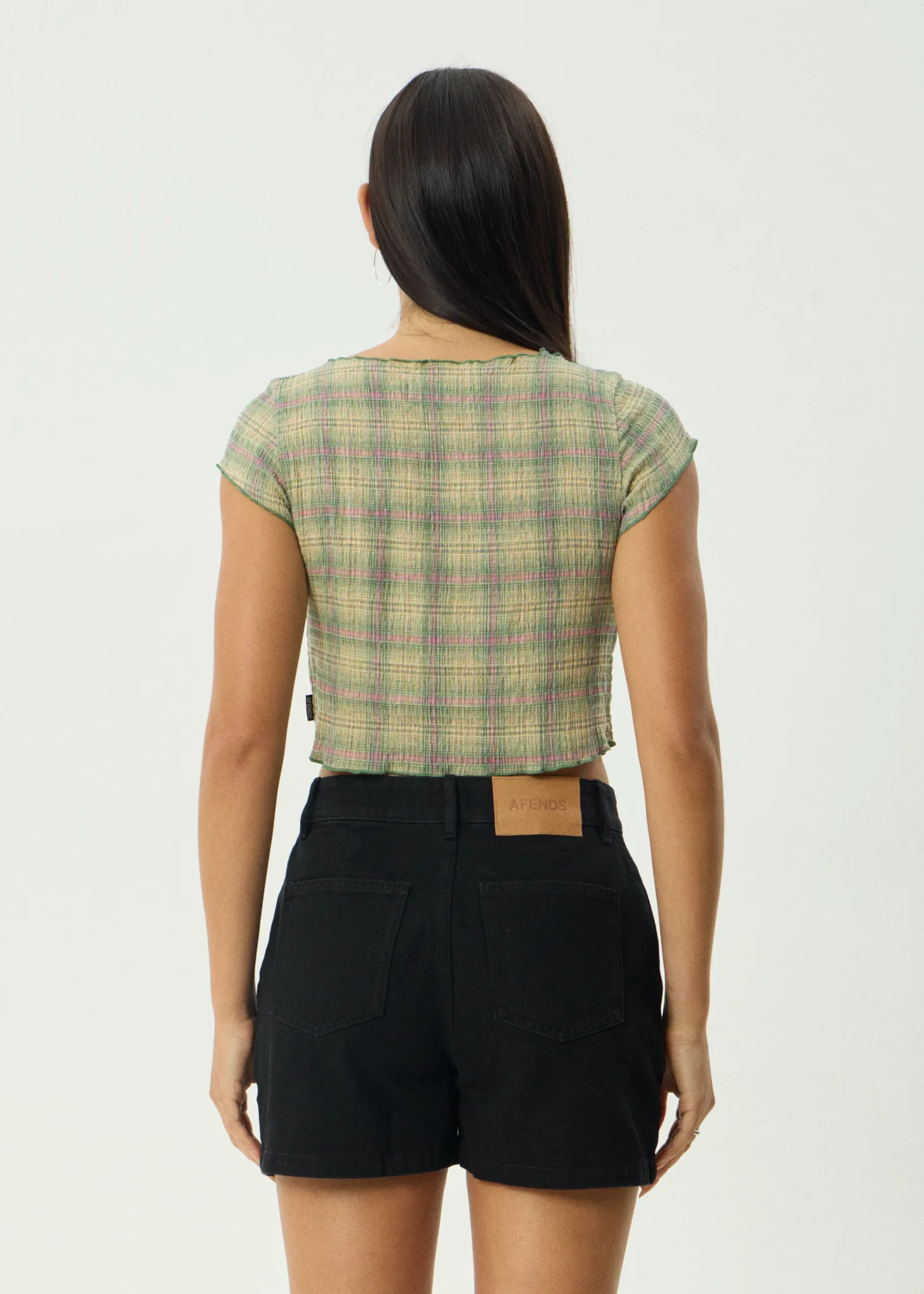 AFENDS Womens Darcy Position - Seersucker Top - Green Check sold by Afends product image thumbnail 5
