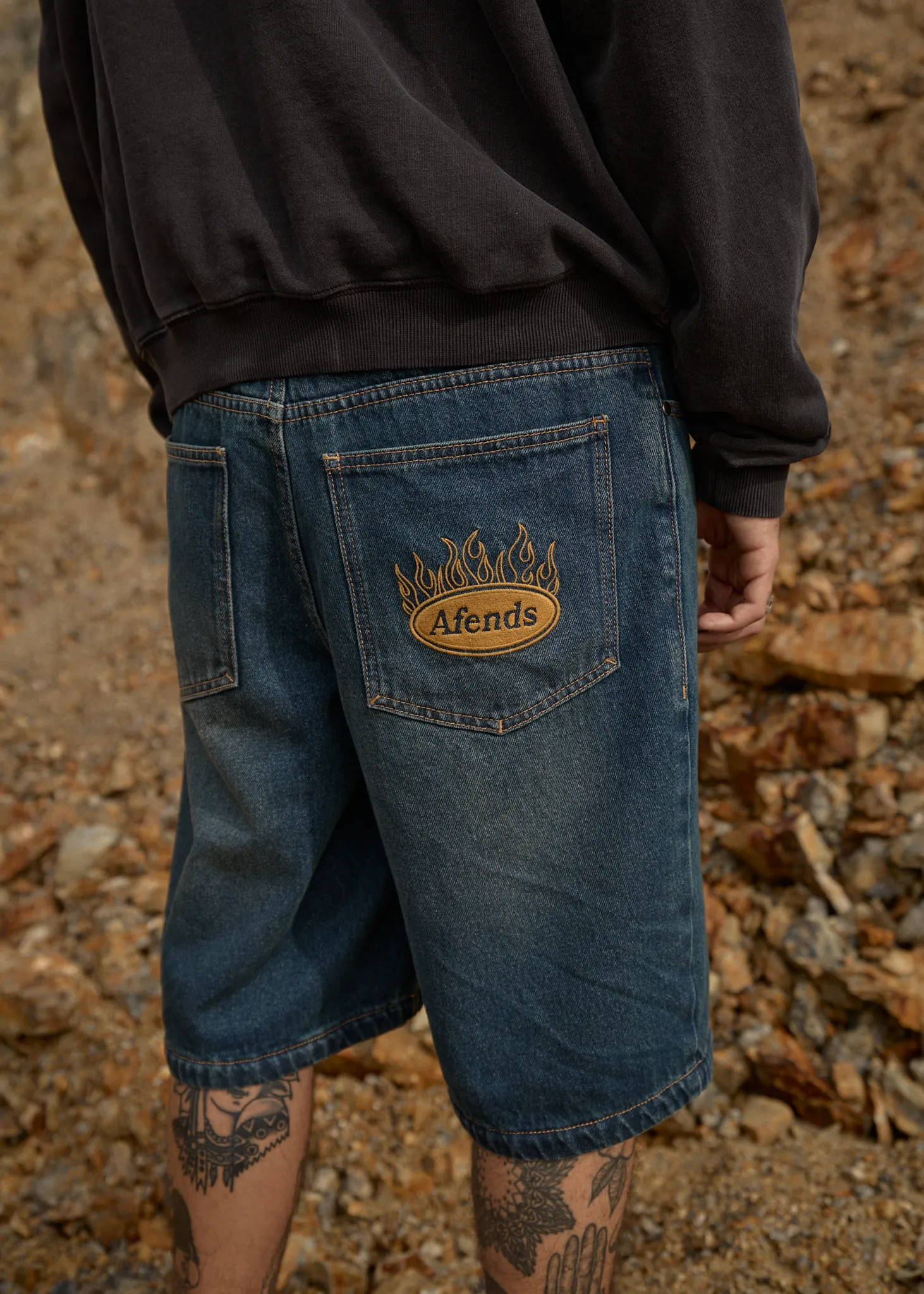 AFENDS Mens Fast Forward - Denim Ultra Baggy Pleated Short 24" - Vintage Wash sold by Afends product image thumbnail 2