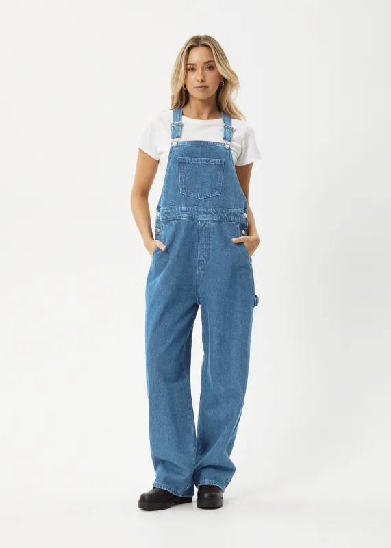 AFENDS Womens Louis - Denim Oversized Overalls - Worn Blue sold by Afends
