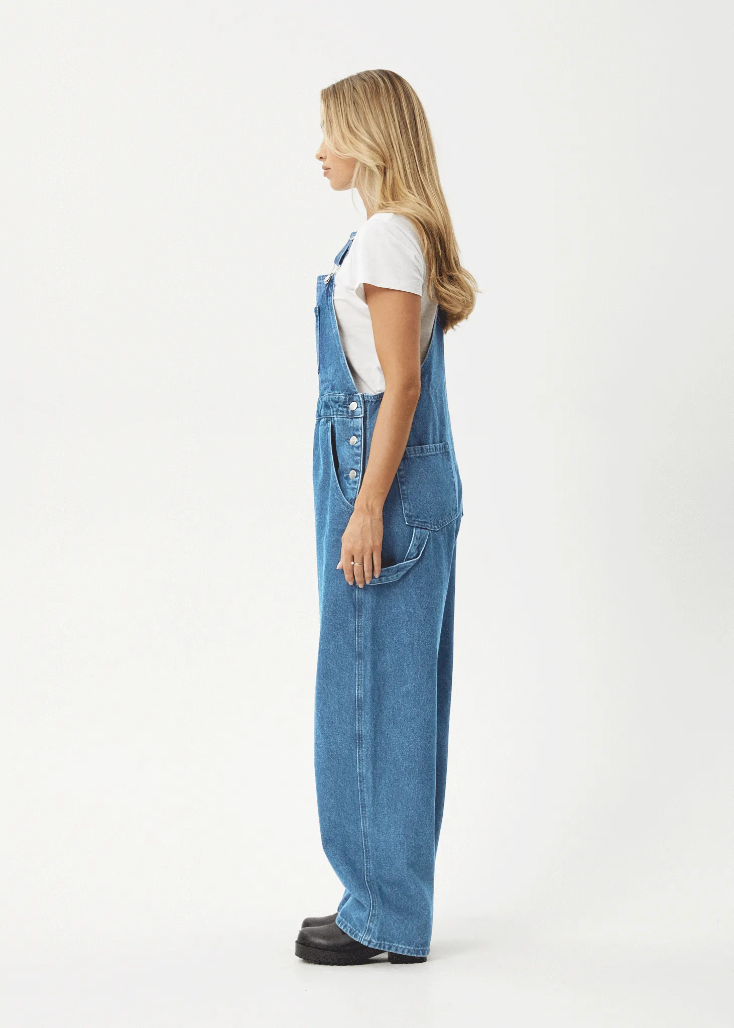 AFENDS Womens Louis - Denim Oversized Overalls - Worn Blue sold by Afends product image thumbnail 3