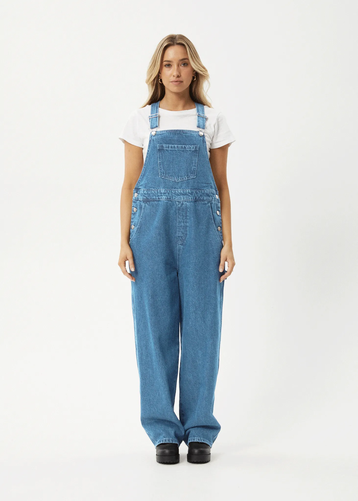 AFENDS Womens Louis - Denim Oversized Overalls - Worn Blue sold by Afends product image thumbnail 2