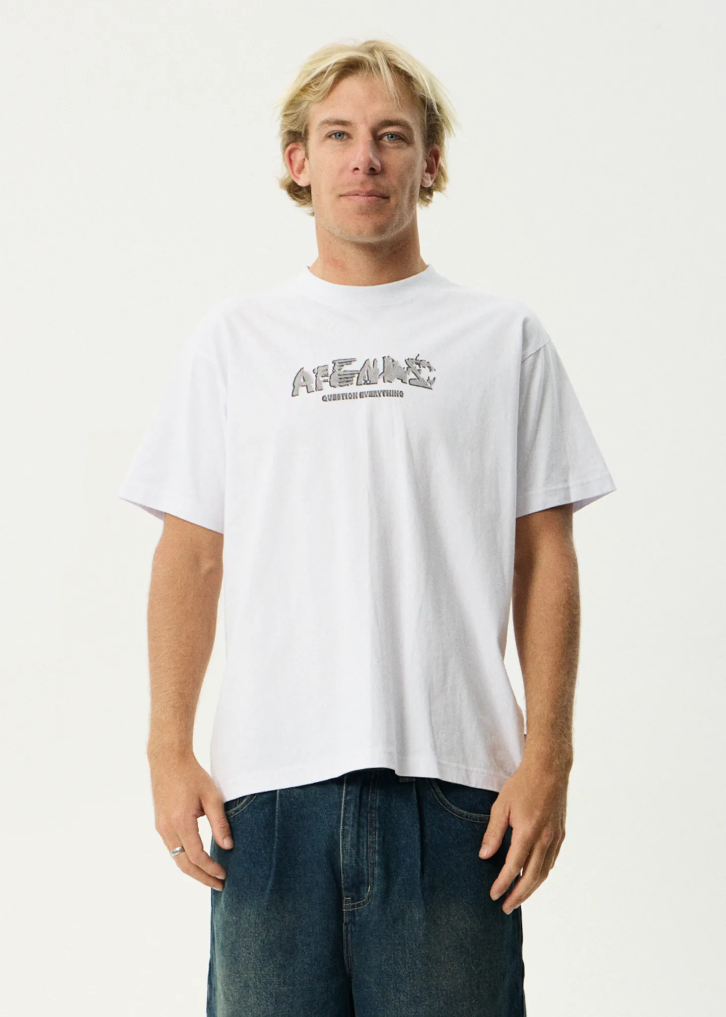 AFENDS Mens Lqd Metal - Heavyweight Boxy Tee - White sold by Afends product image thumbnail 2