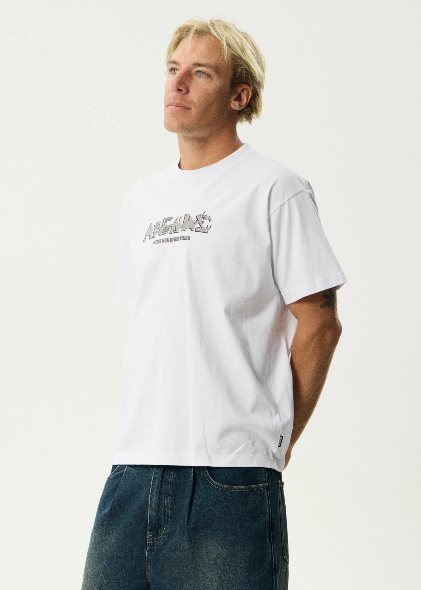 AFENDS Mens Lqd Metal - Heavyweight Boxy Tee - White sold by Afends product image thumbnail 3