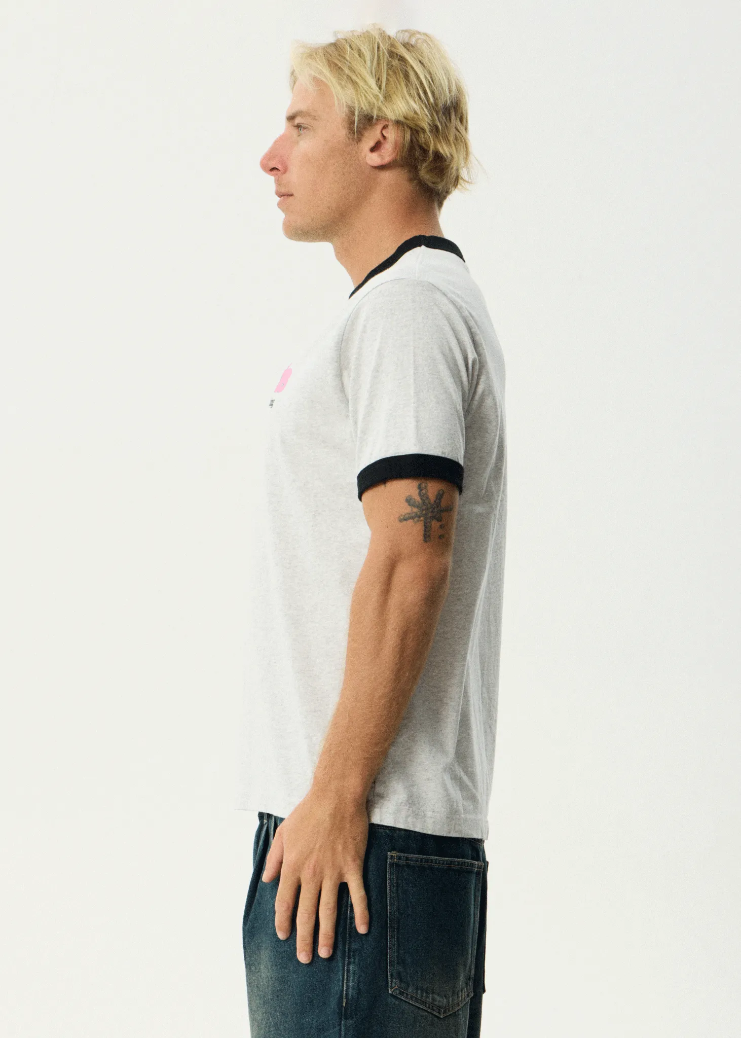 AFENDS Mens Perception - Heavyweight Oversized Ringer Tee - Grey Marle sold by Afends product image thumbnail 5