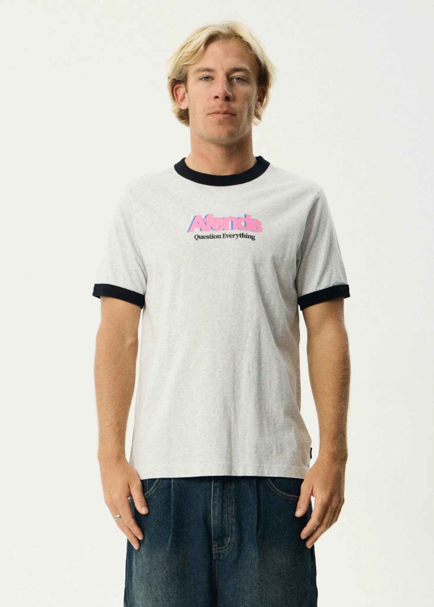 AFENDS Mens Perception - Heavyweight Oversized Ringer Tee - Grey Marle sold by Afends product image thumbnail 3