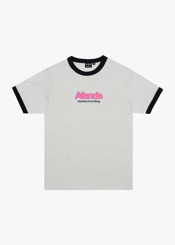AFENDS Mens Perception - Heavyweight Oversized Ringer Tee - Grey Marle made by Afends