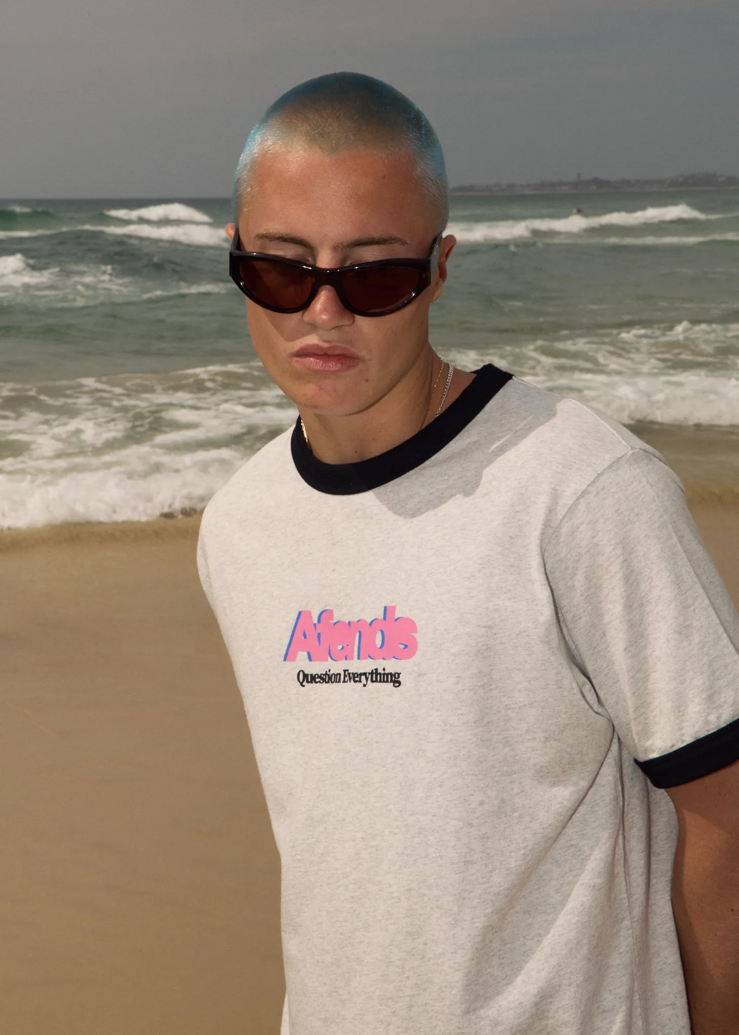 AFENDS Mens Perception - Heavyweight Oversized Ringer Tee - Grey Marle sold by Afends product image thumbnail 2