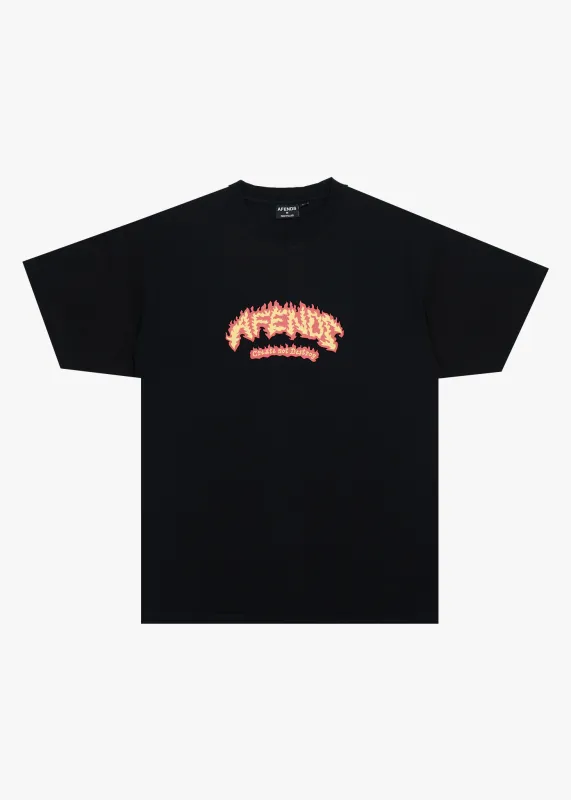 AFENDS Mens Flame On - Boxy Tee - Black sold by Afends