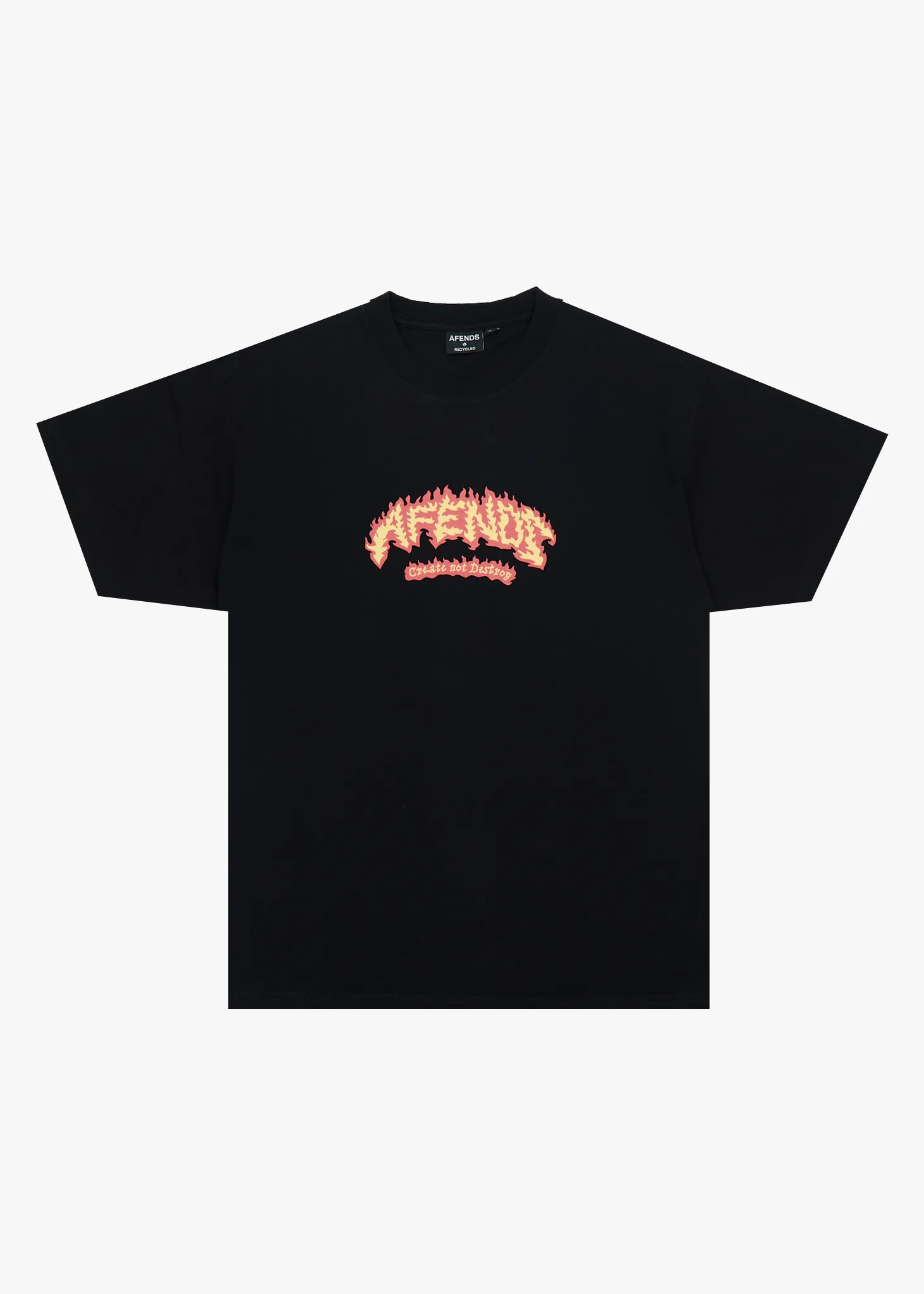 AFENDS Mens Flame On - Boxy Tee - Black sold by Afends