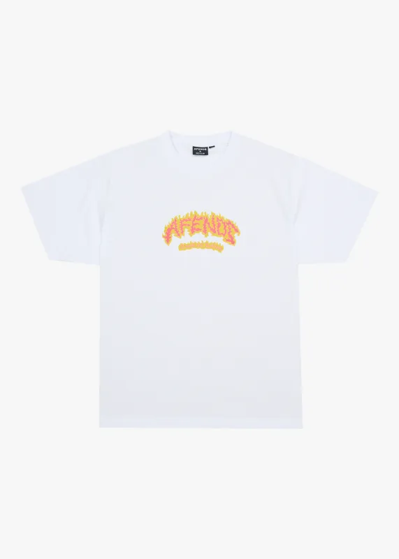 AFENDS Mens Flame On - Boxy Tee - White sold by Afends