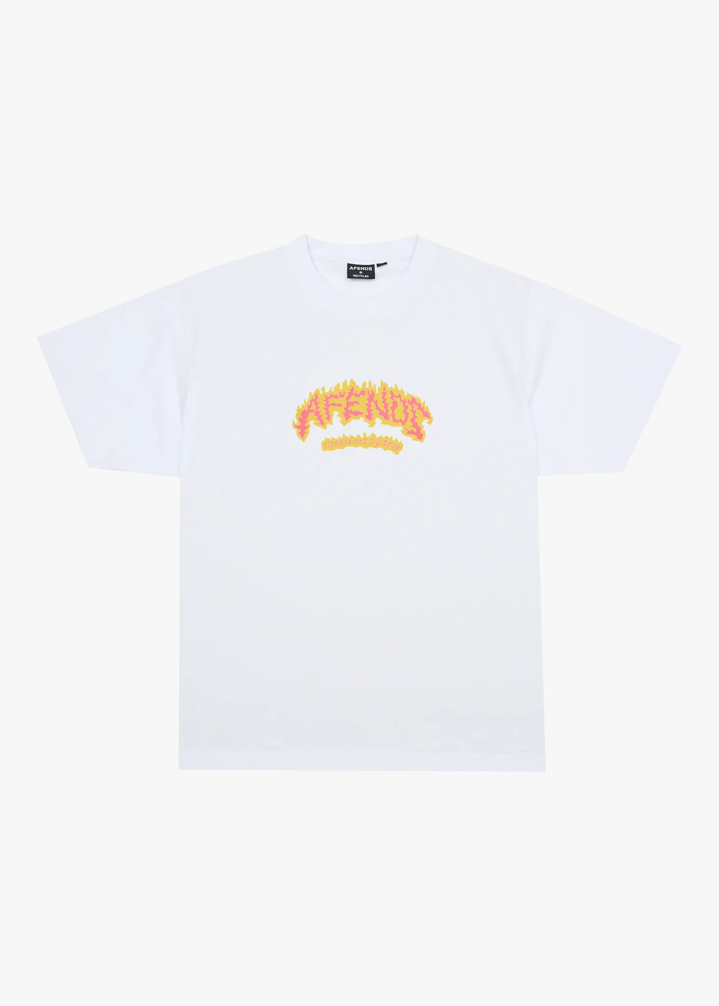 AFENDS Mens Flame On - Boxy Tee - White sold by Afends