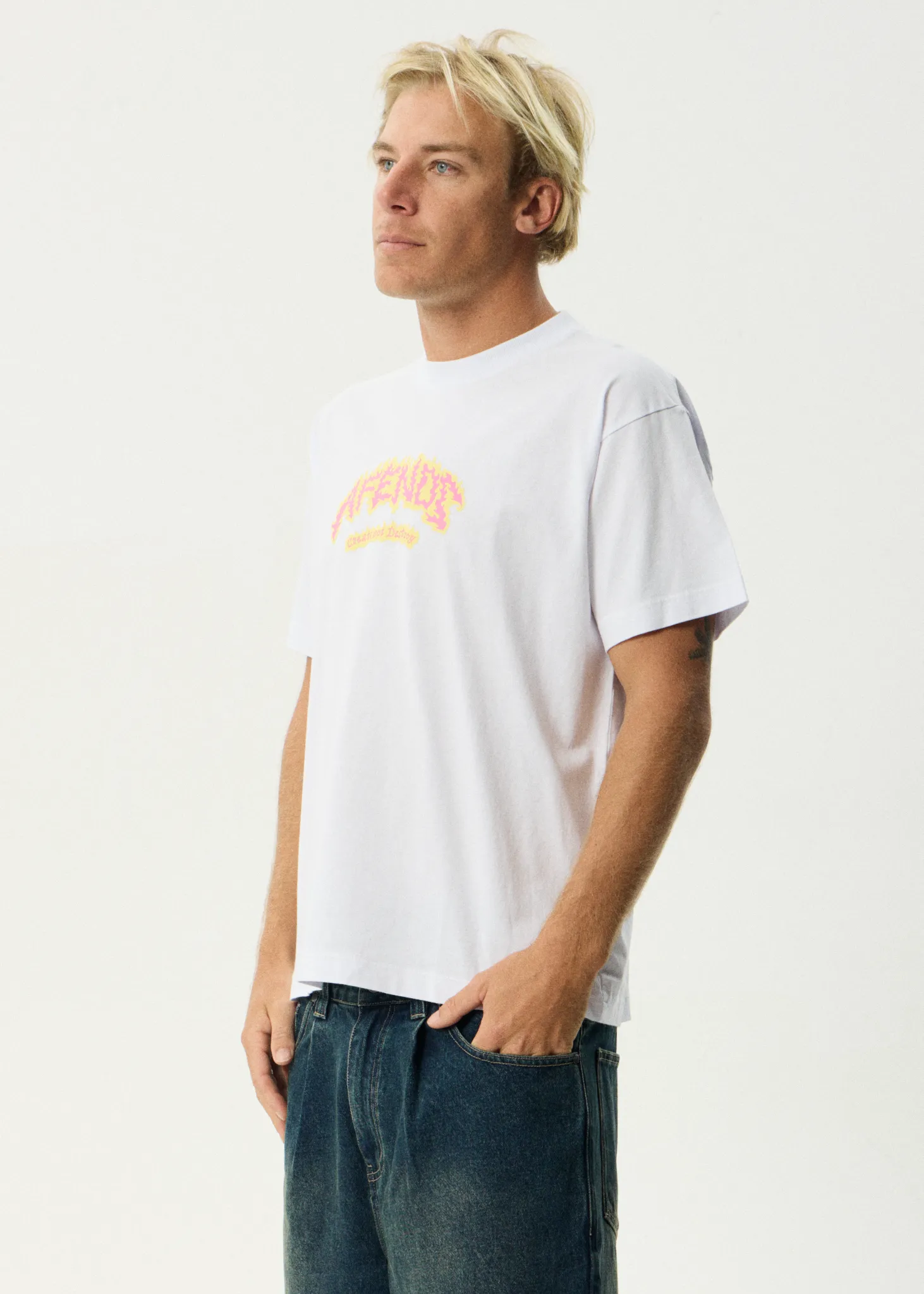 AFENDS Mens Flame On - Boxy Tee - White sold by Afends product image thumbnail 3