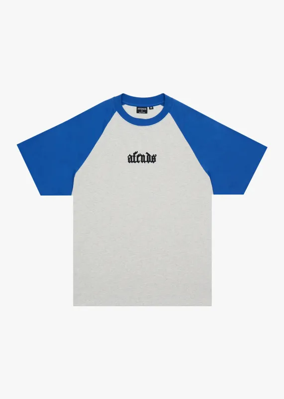 AFENDS Mens Drop Zone - Heavyweight Raglan Tee - Grey Marle sold by Afends