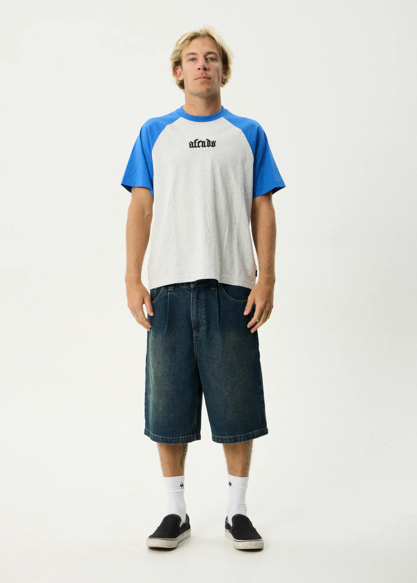 AFENDS Mens Drop Zone - Heavyweight Raglan Tee - Grey Marle sold by Afends product image thumbnail 2