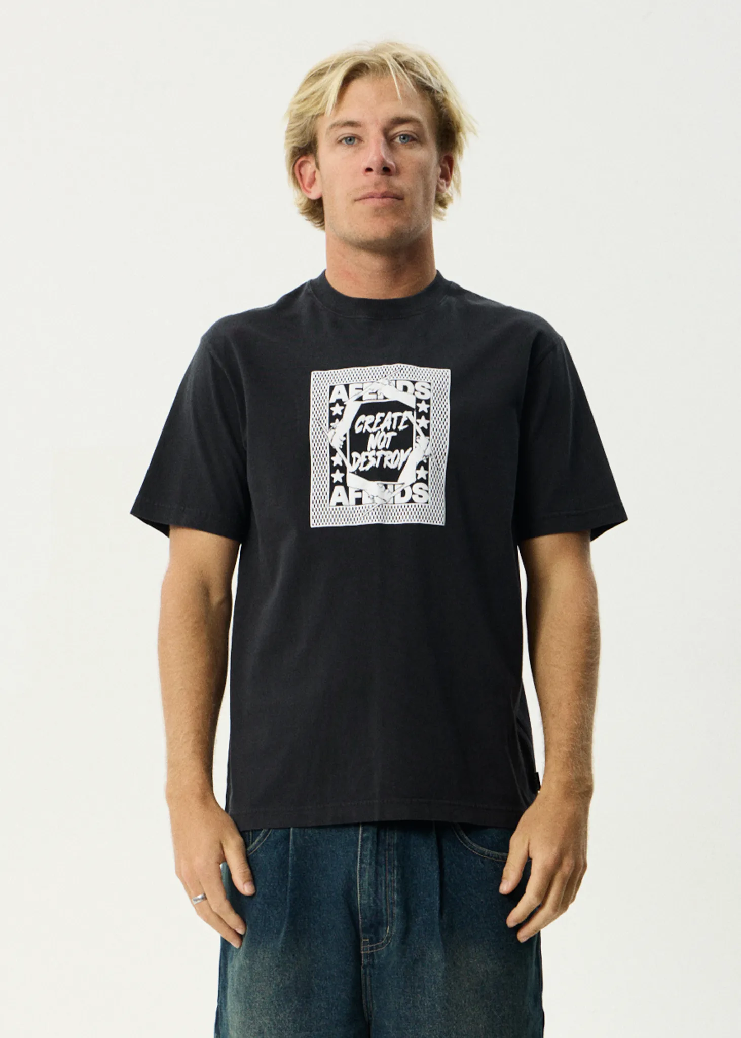 AFENDS Mens Painter - Retro Tee - Stone Black sold by Afends product image thumbnail 2