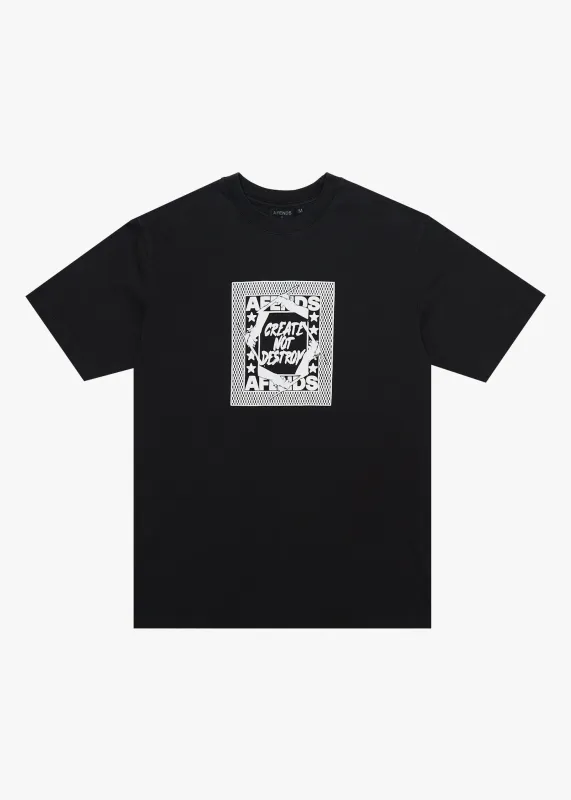 AFENDS Mens Painter - Retro Tee - Stone Black sold by Afends