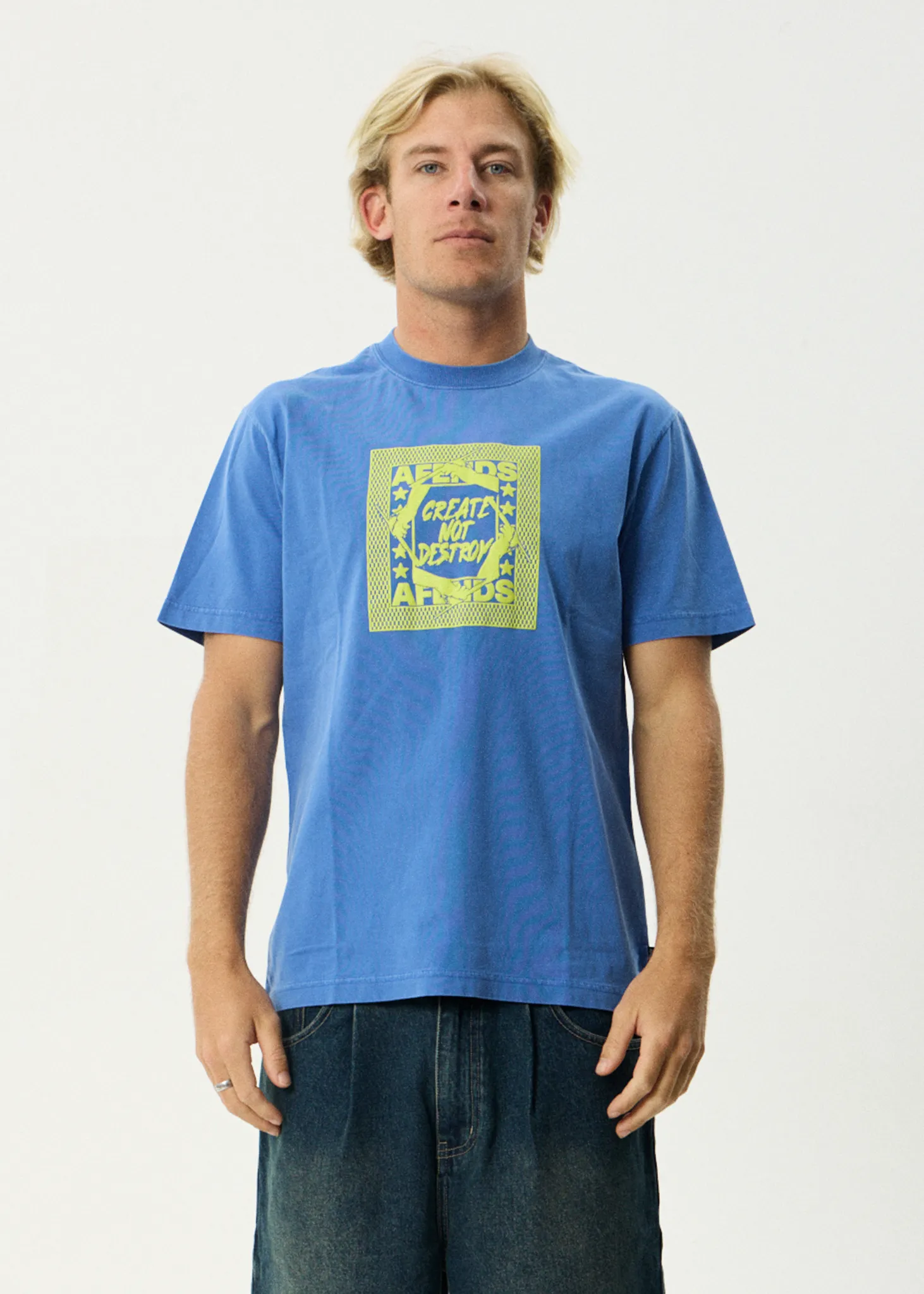 AFENDS Mens Painter - Retro Tee - Washed Marina sold by Afends product image thumbnail 2