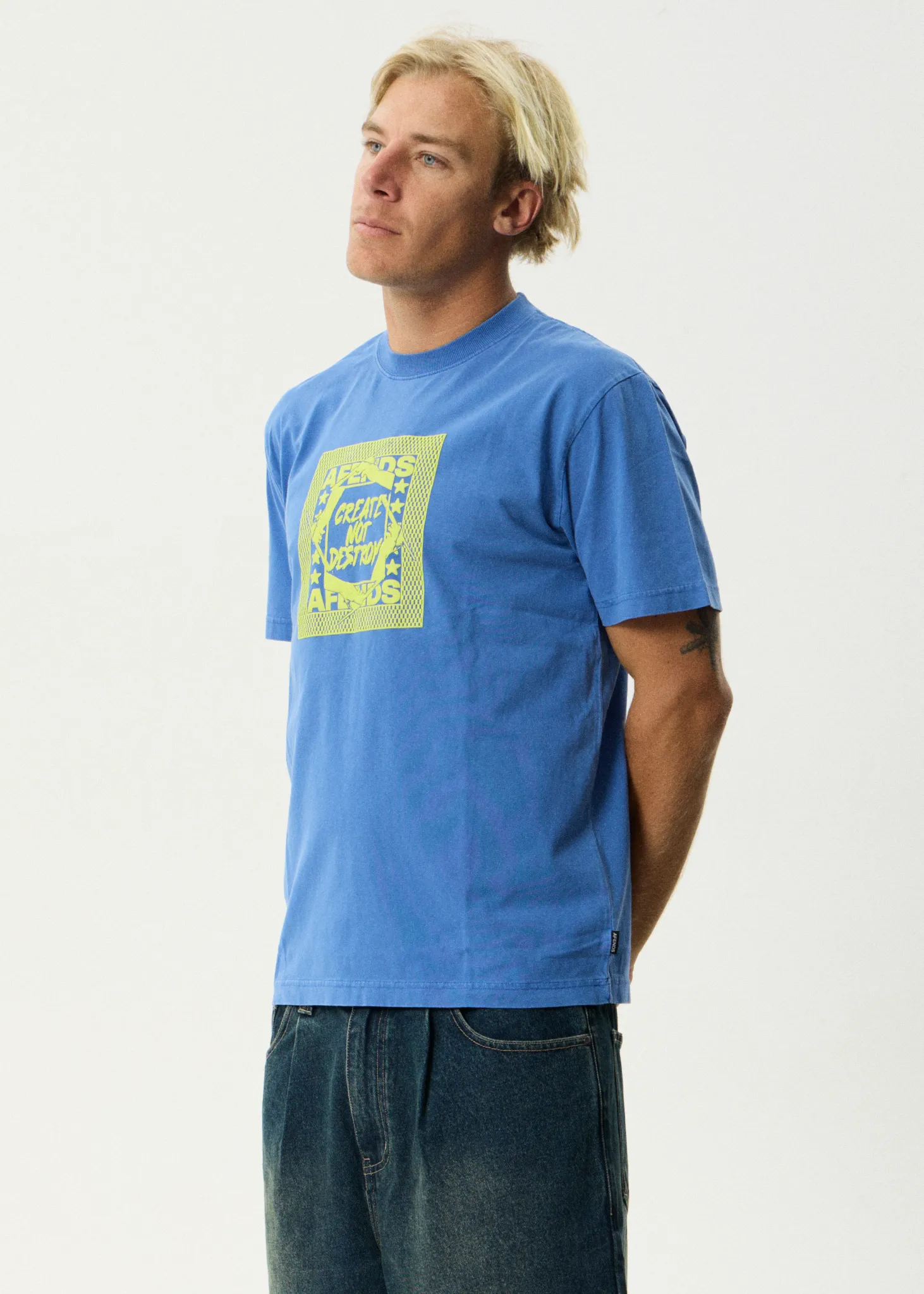 AFENDS Mens Painter - Retro Tee - Washed Marina sold by Afends product image thumbnail 3