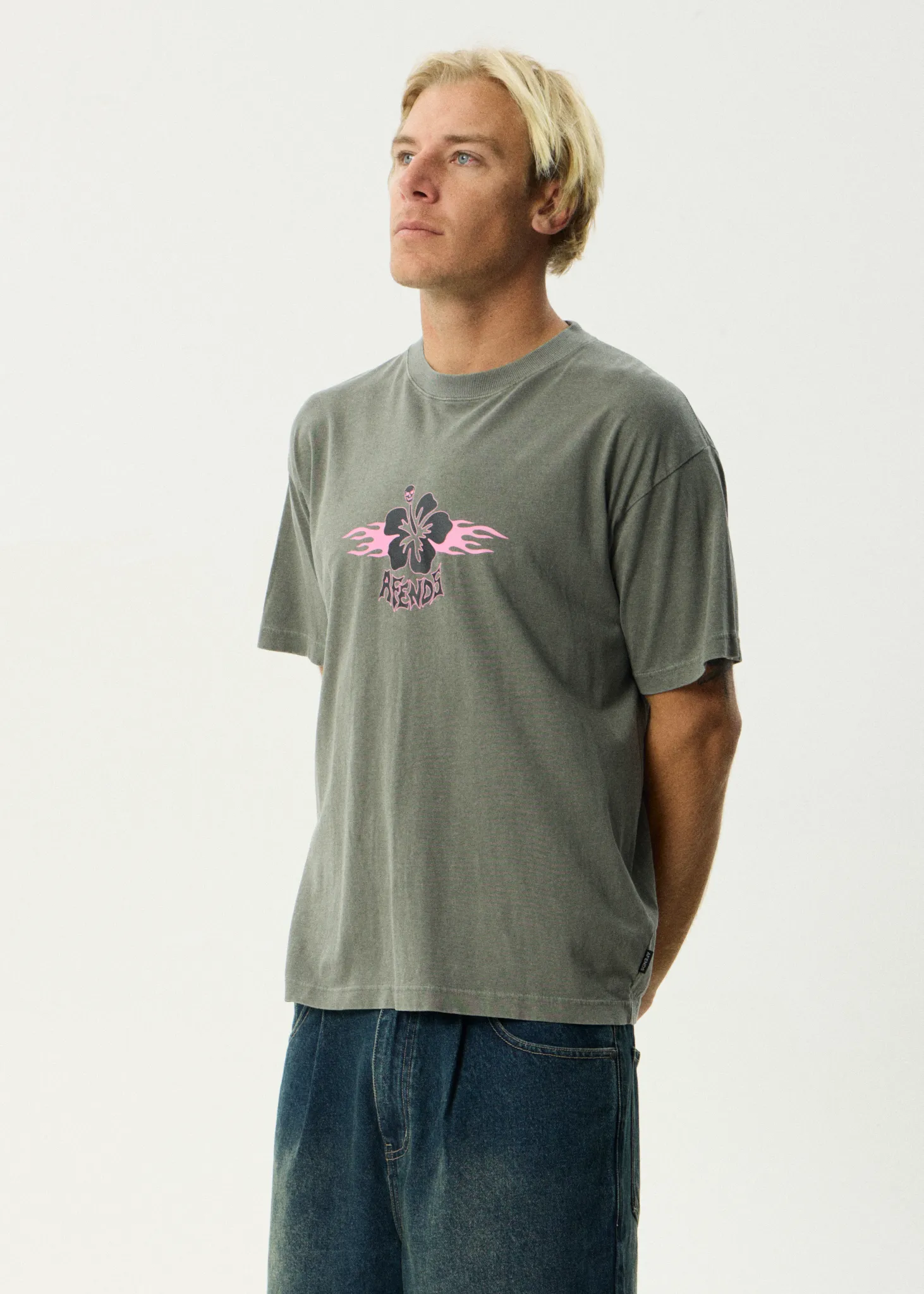 AFENDS Mens Wiped Out - Boxy Tee - Washed Sycamore sold by Afends product image thumbnail 3