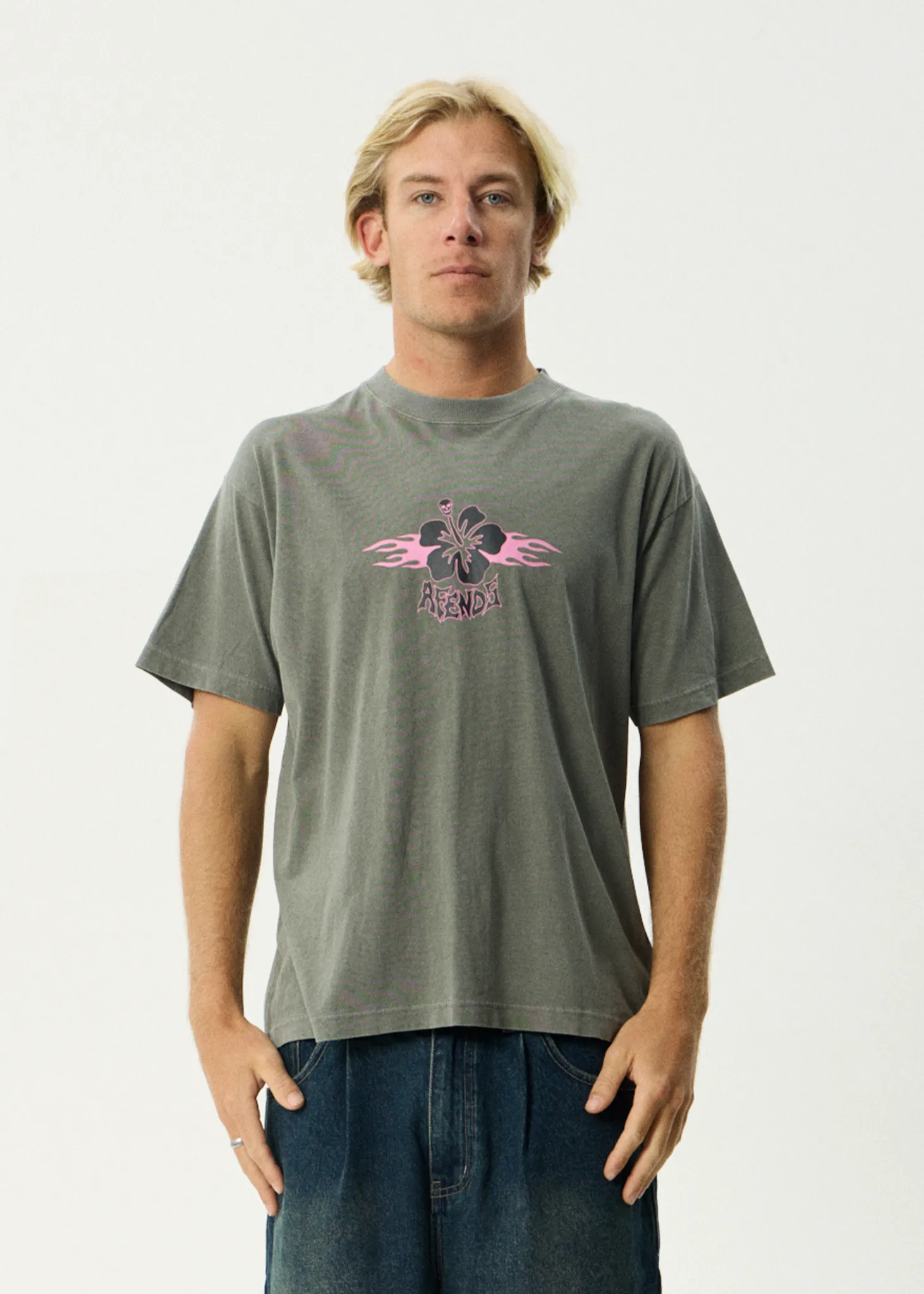 AFENDS Mens Wiped Out - Boxy Tee - Washed Sycamore sold by Afends product image thumbnail 2