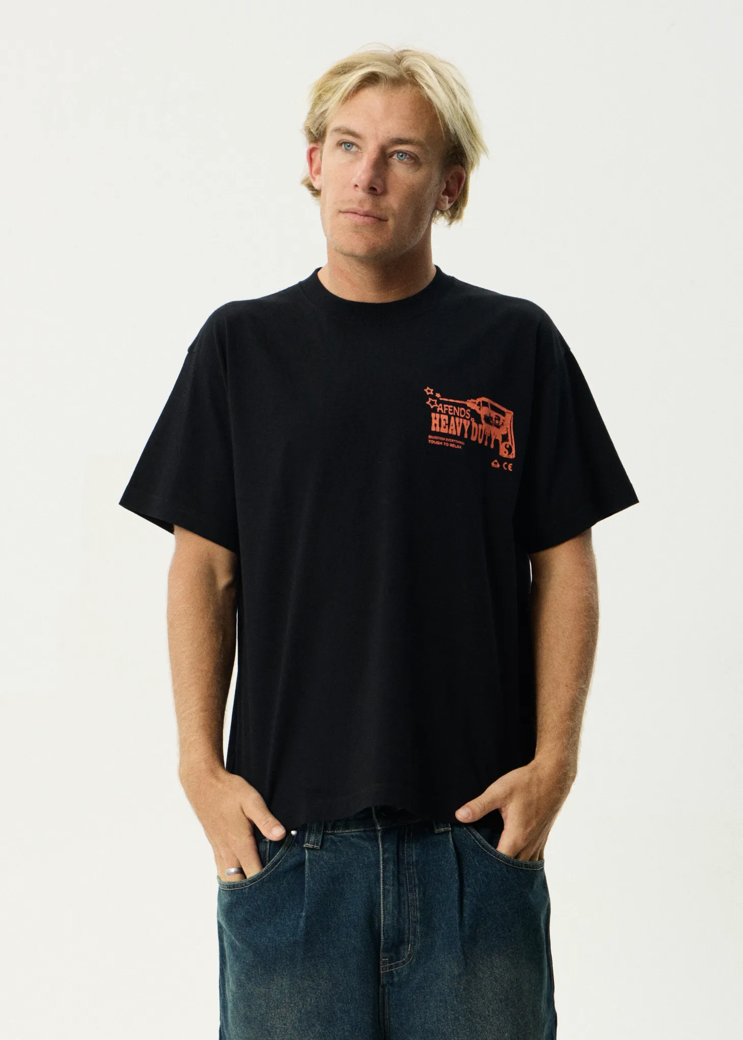 AFENDS Mens Heavy Duty - Heavyweight Boxy Tee - Black sold by Afends product image thumbnail 3