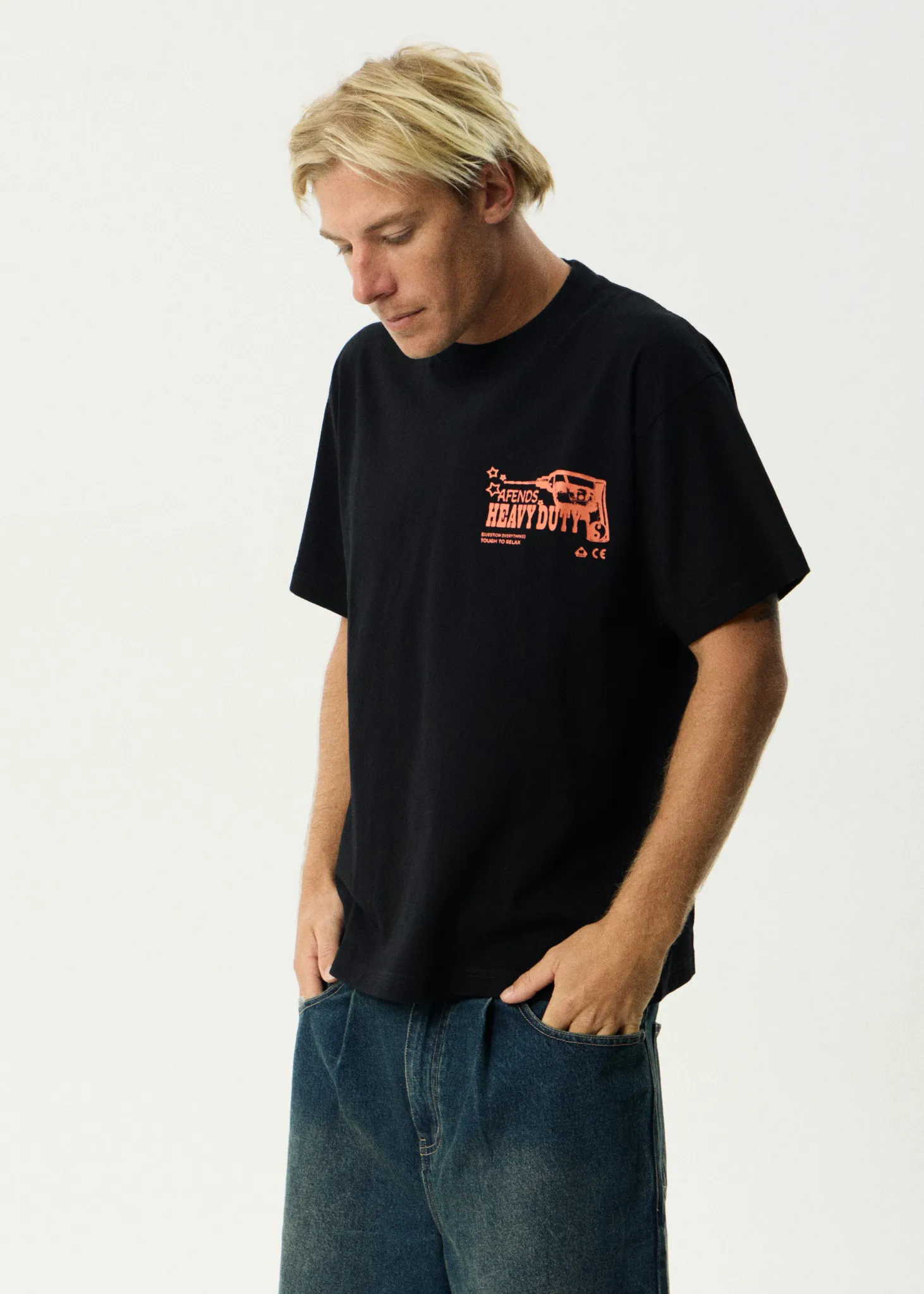 AFENDS Mens Heavy Duty - Heavyweight Boxy Tee - Black sold by Afends product image thumbnail 4