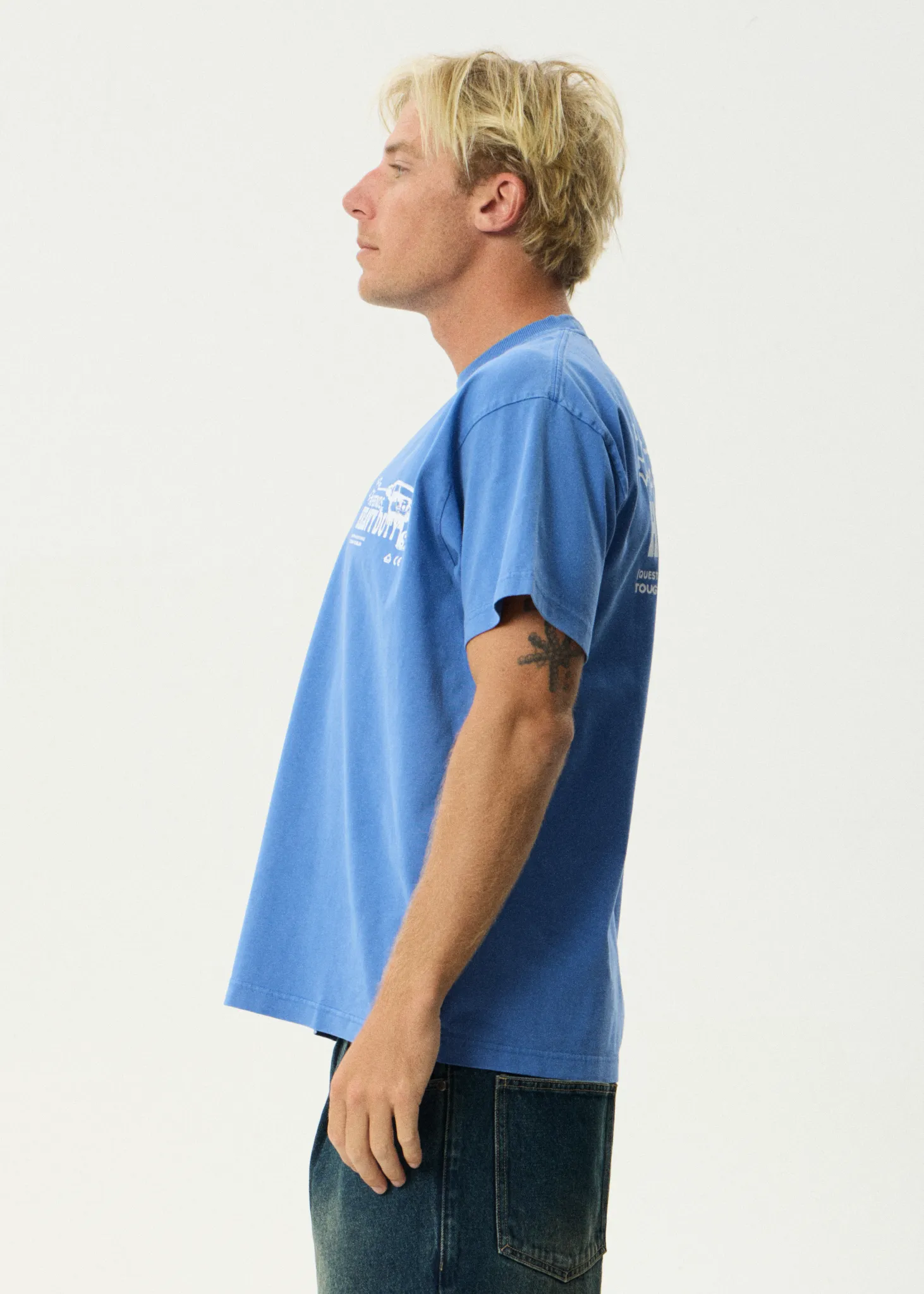 AFENDS Mens Heavy Duty - Heavyweight Boxy Tee - Washed Marina sold by Afends product image thumbnail 5