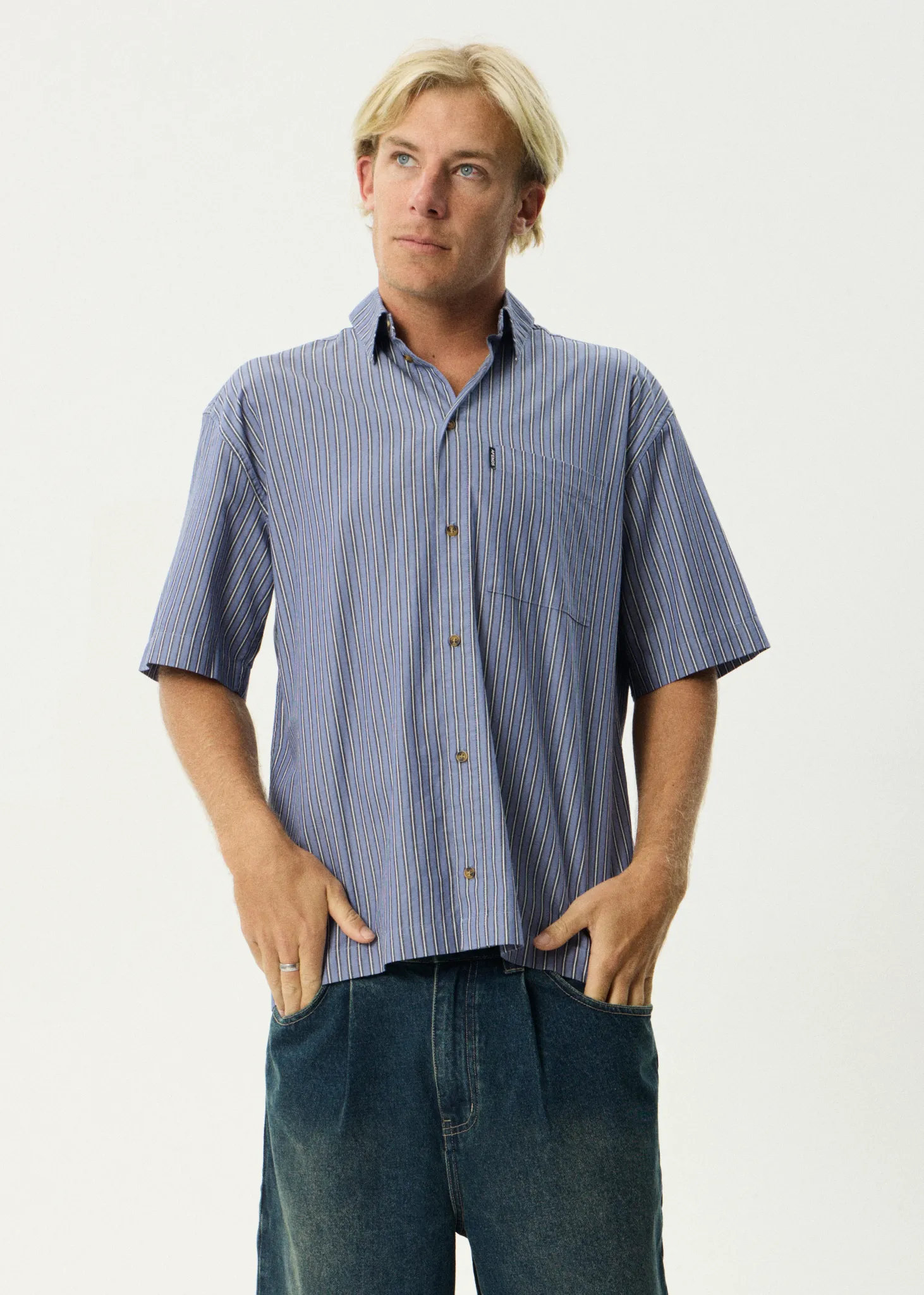 AFENDS Mens Shipwreck Stripe - Short Sleeve Shirt - Marlin sold by Afends product image thumbnail 3