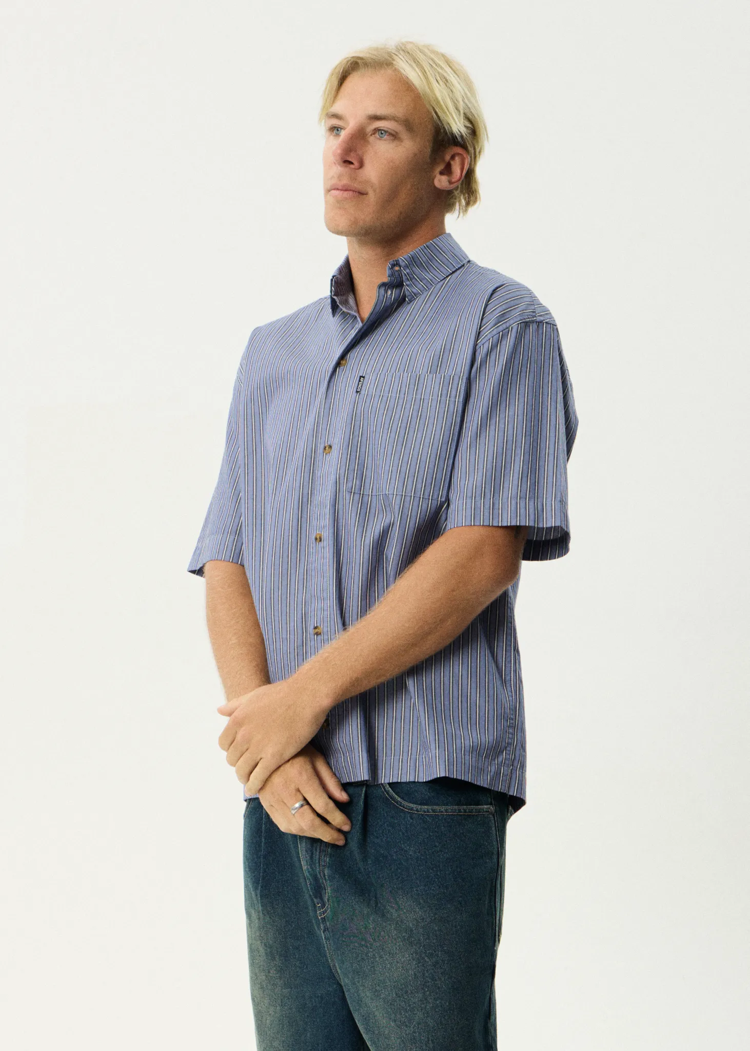AFENDS Mens Shipwreck Stripe - Short Sleeve Shirt - Marlin sold by Afends product image thumbnail 4