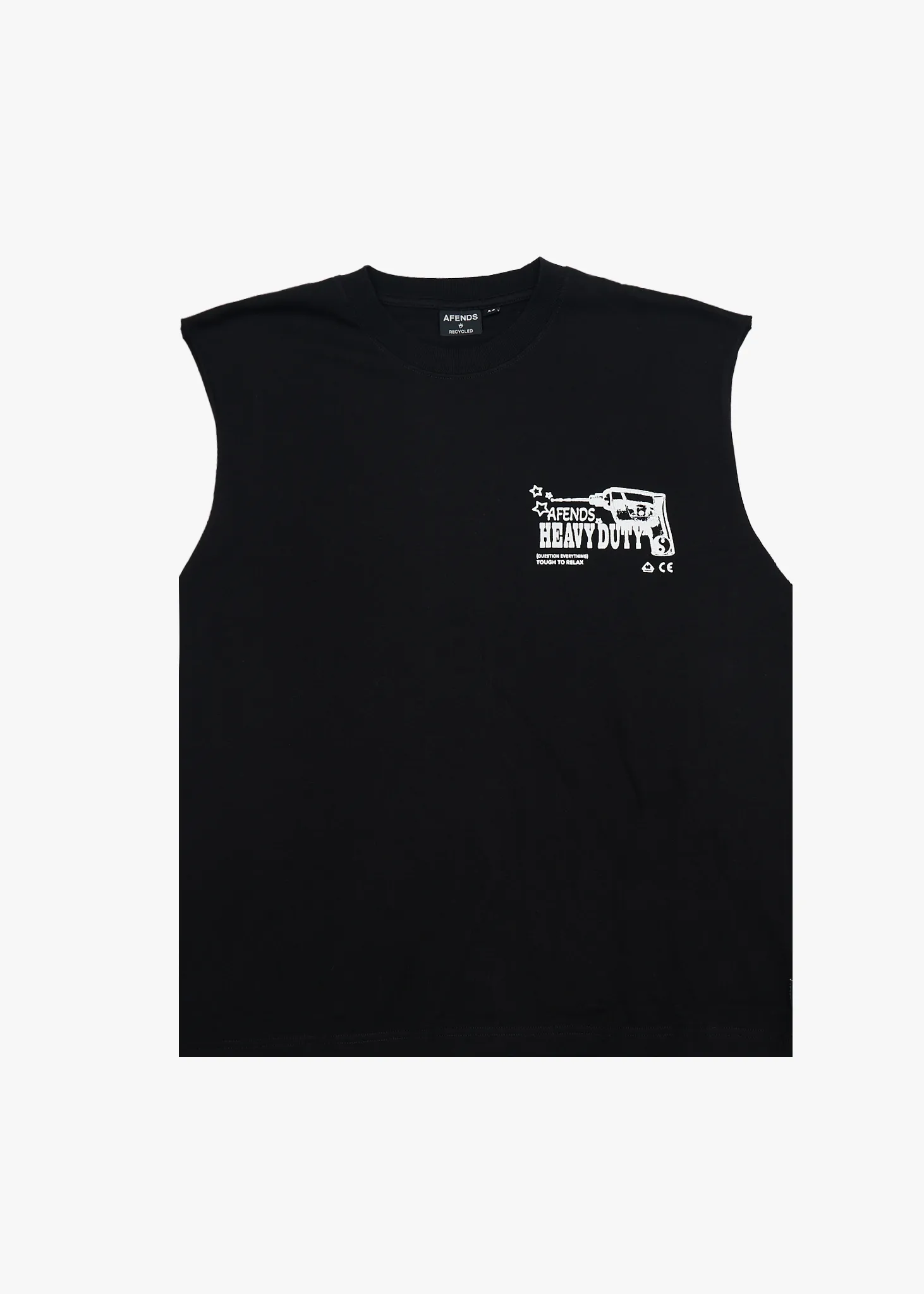 AFENDS Mens Heavy Duty - Sleeveless Tee - Black sold by Afends