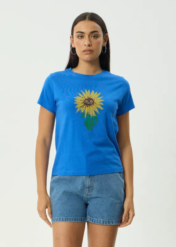 AFENDS Womens Sunnyflower - Regular Tee - Marina sold by Afends