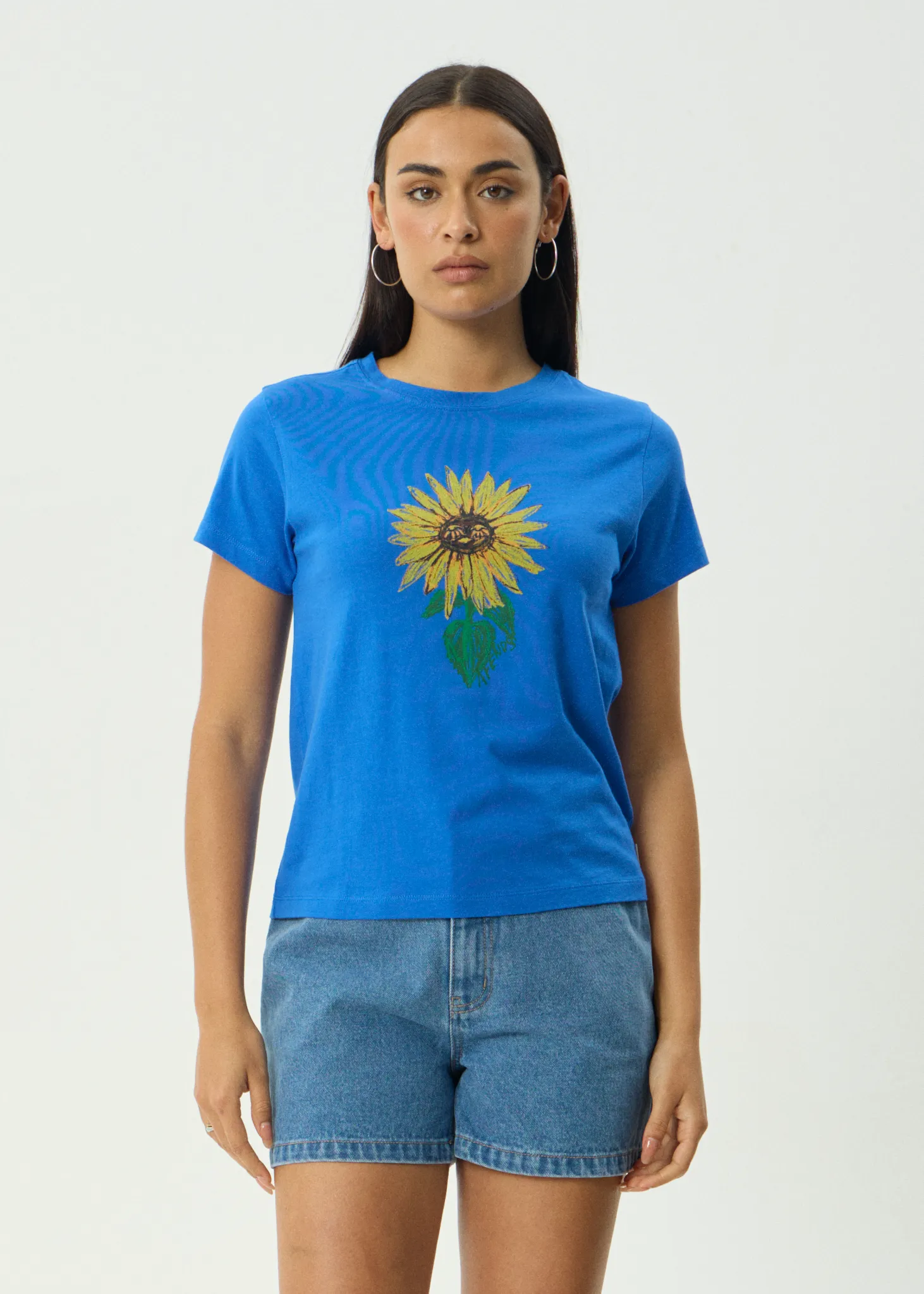 AFENDS Womens Sunnyflower - Regular Tee - Marina sold by Afends