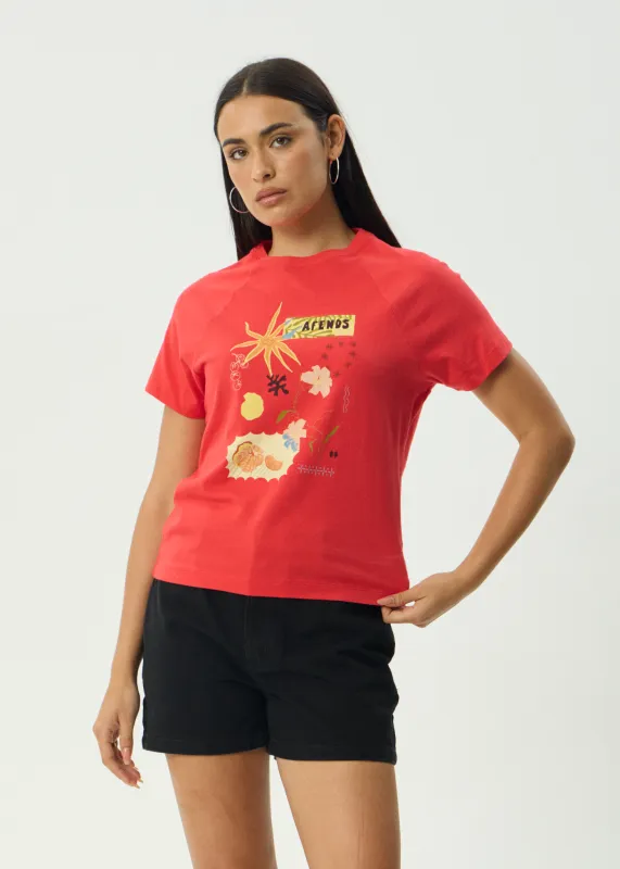 AFENDS Womens Amalfi - Raglan Tee - Tomato sold by Afends