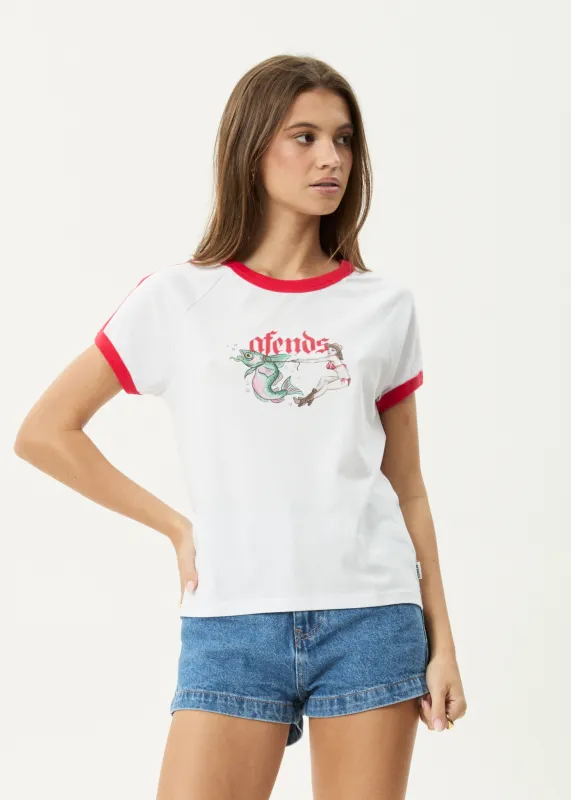 AFENDS Womens Catch And Release - Raglan Tee - White sold by Afends