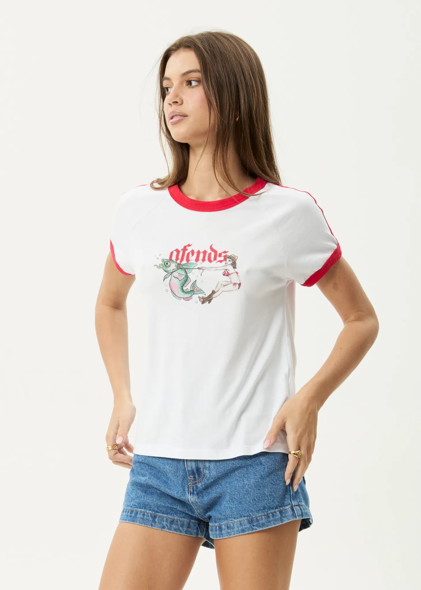AFENDS Womens Catch And Release - Raglan Tee - White sold by Afends product image thumbnail 3