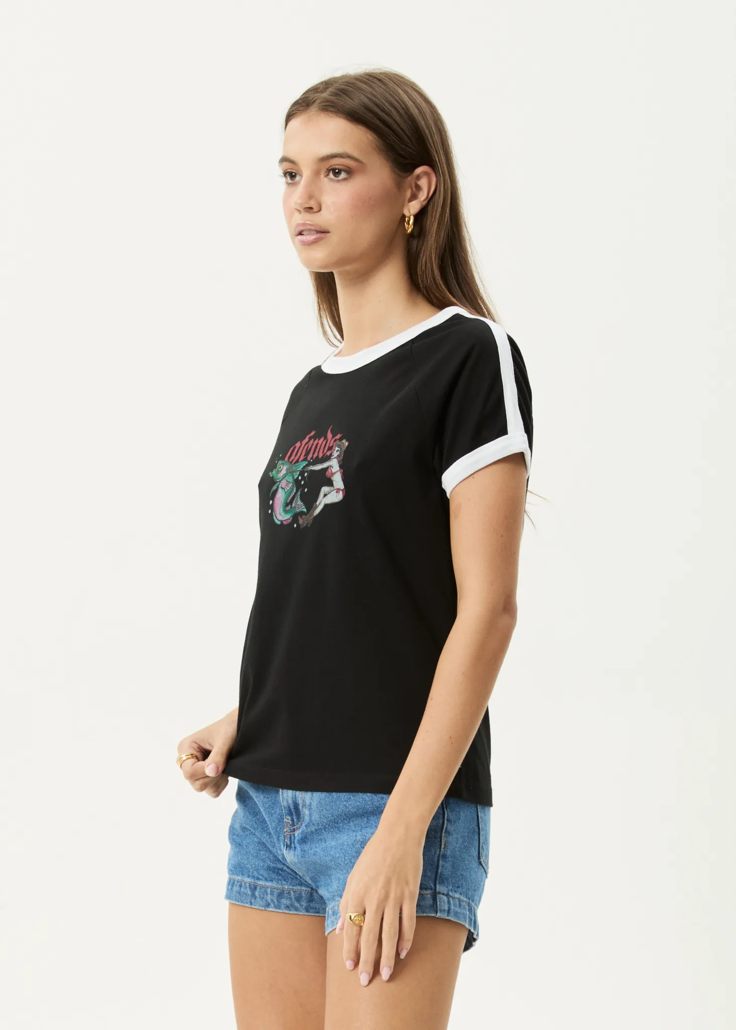AFENDS Womens Catch And Release - Raglan Tee - Black sold by Afends product image thumbnail 2