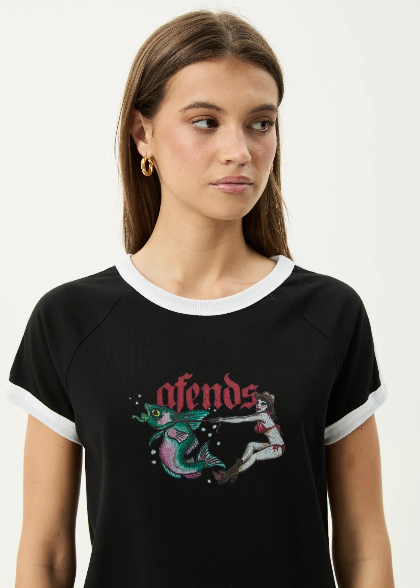 AFENDS Womens Catch And Release - Raglan Tee - Black sold by Afends product image thumbnail 5