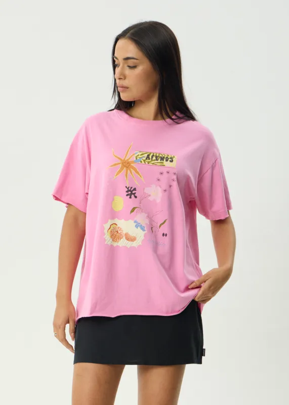 AFENDS Womens Amalfi - Oversized Tee - Pink sold by Afends
